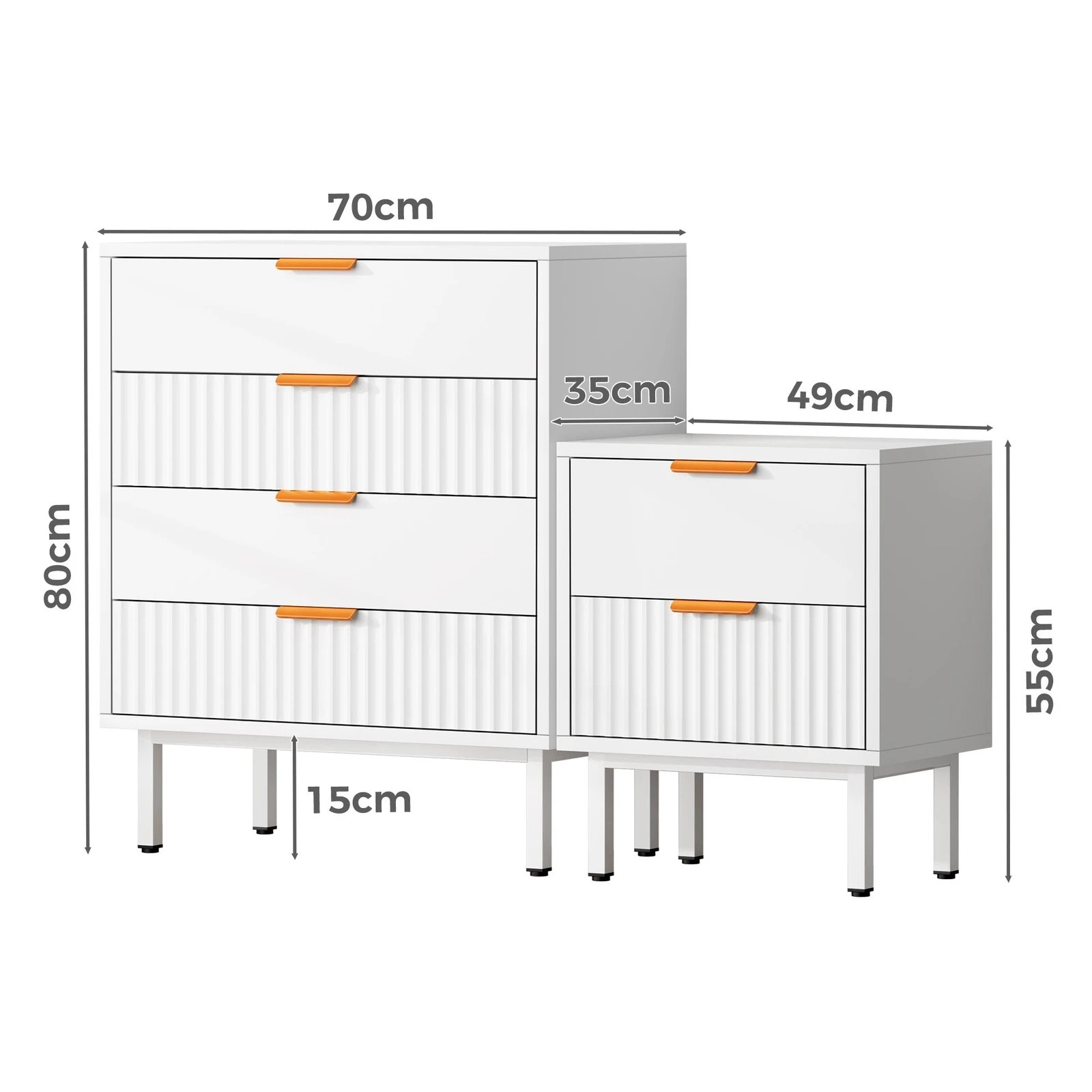 10 Alfordson 4 Chest of Drawers Bedside Table Storage Cabinet Set Dresser - White, 10 of 10