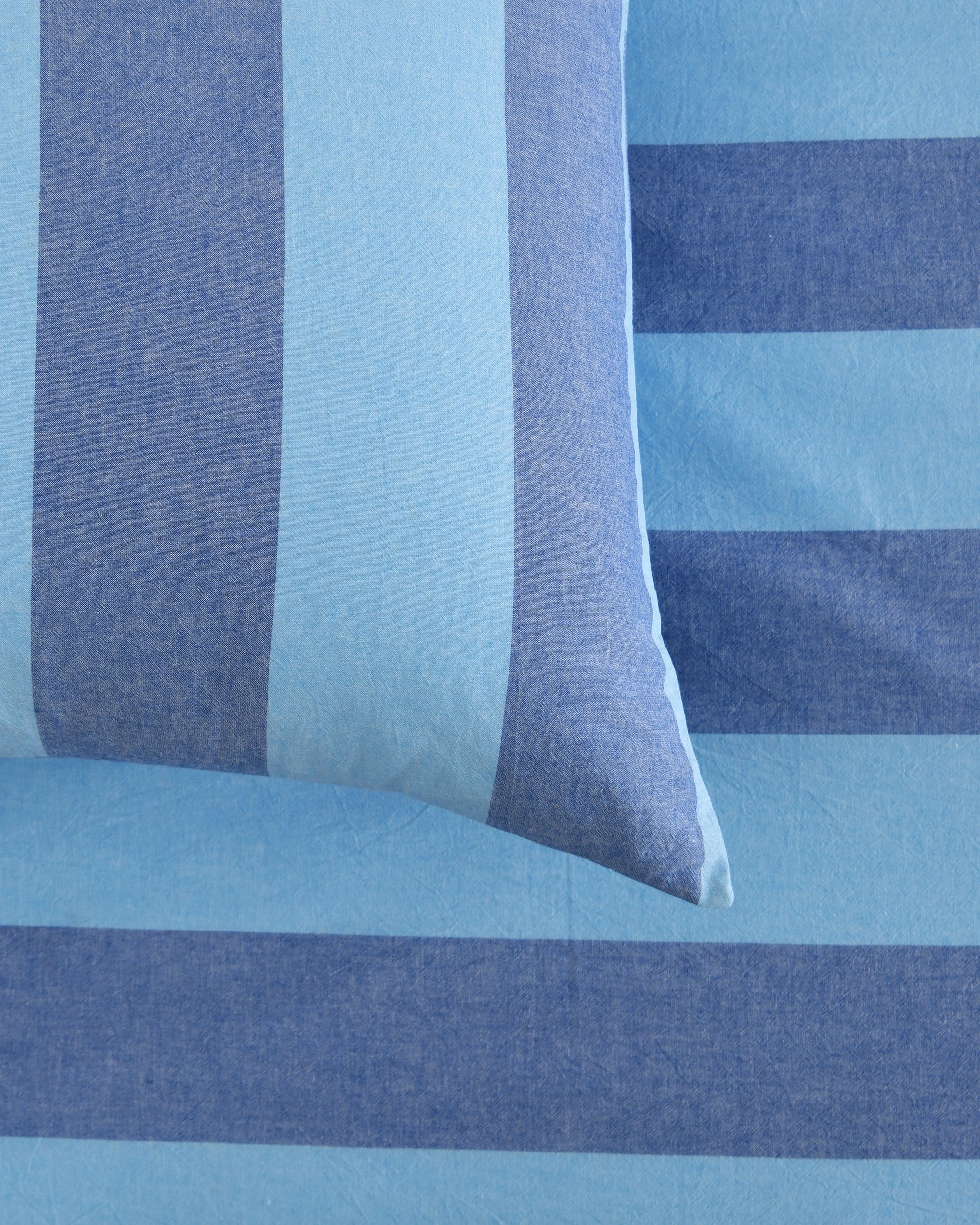 4 Dreamaker Bowie Washed Cotton Yarn Dyed Stripe Quilt Cover Set - Double - Blue, 4 of 8