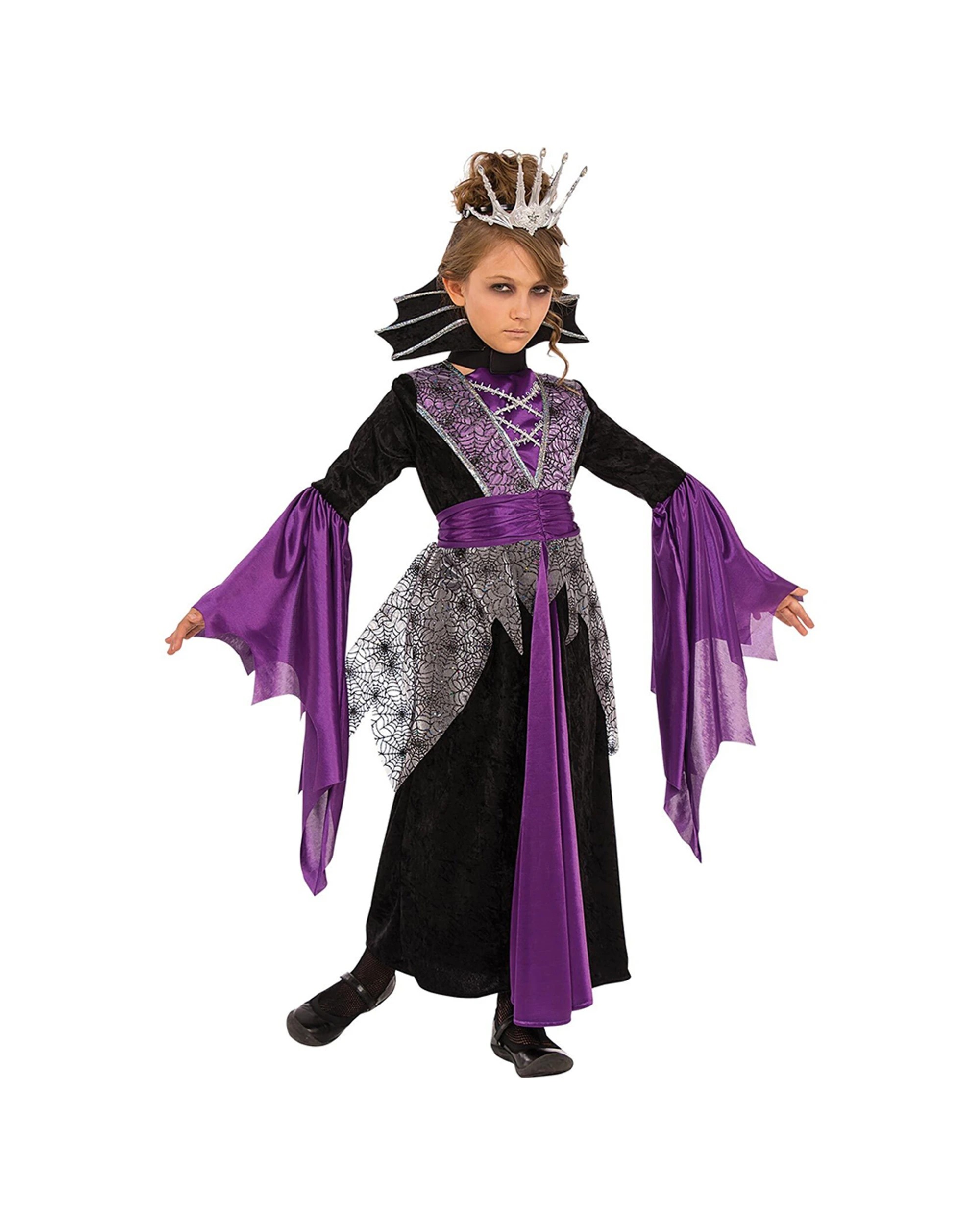 1 Rubies Queen Vampire Kids Costume With Tiara Halloween Detailed Dress Size Large - Black, 1 of 3