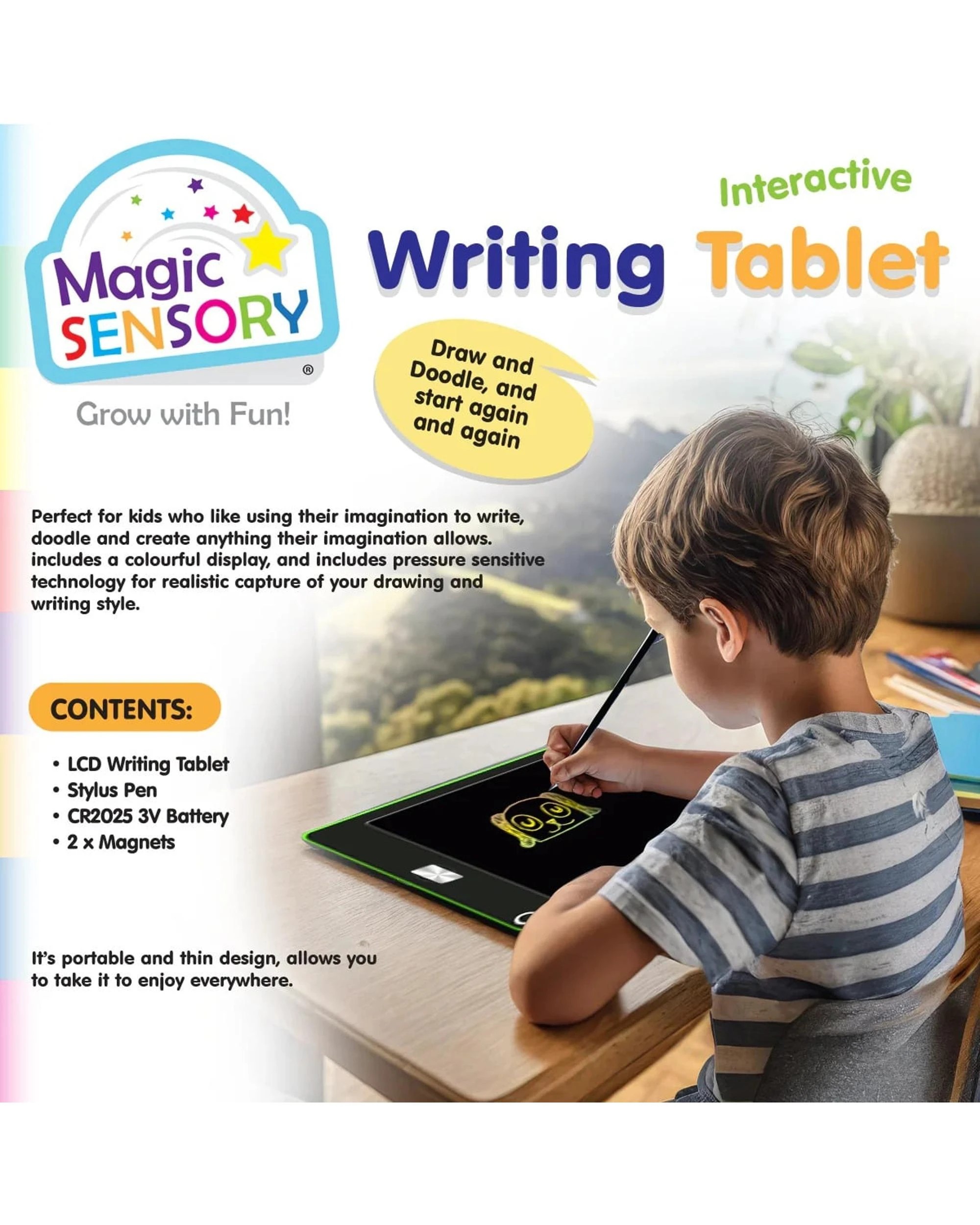 5 Magic Sensory Interactive LCD Writing Tablet - Green Dinosaur - Green, 5 of 6