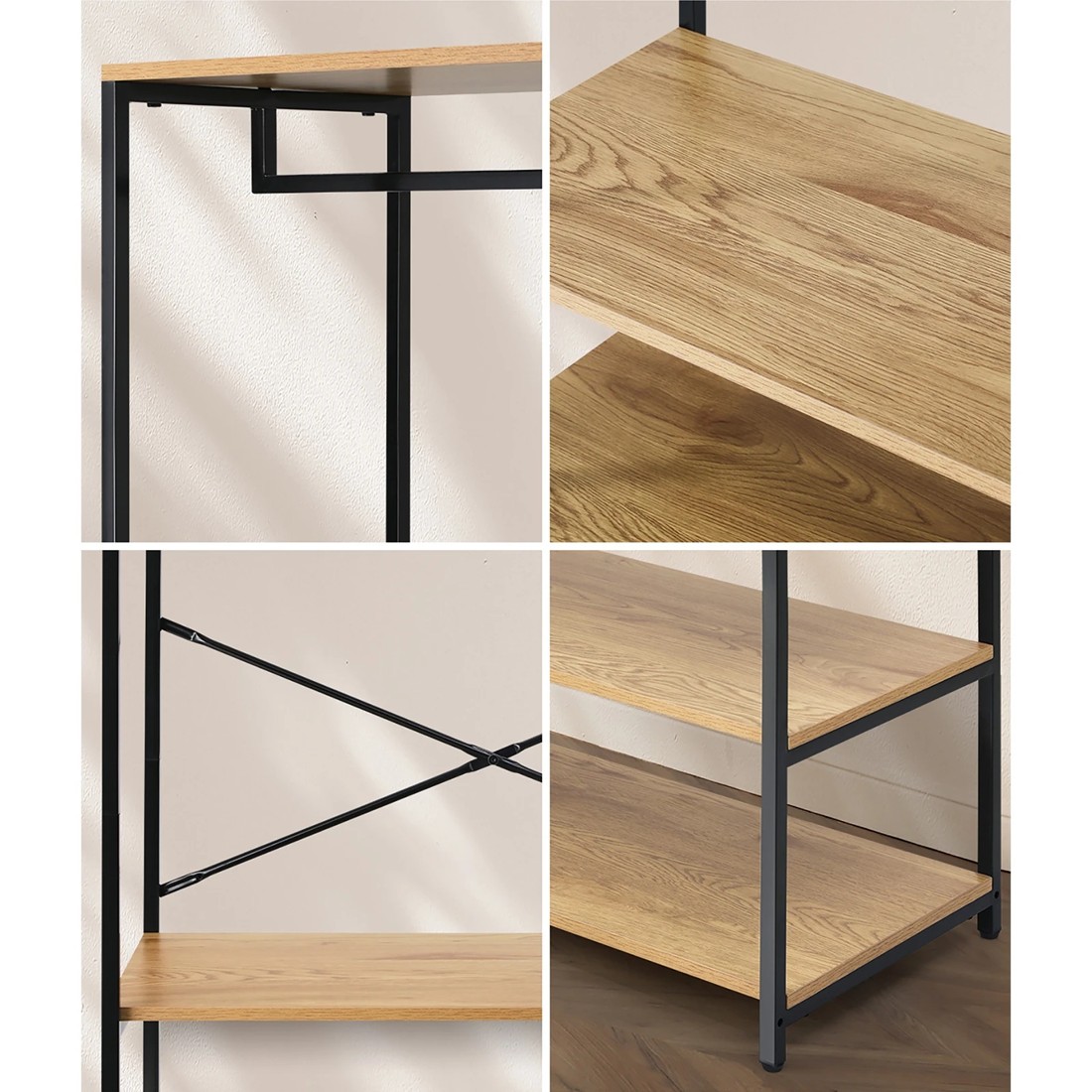 4 Oikiture Clothes Rack Open Wardrobe Garment Coat Hanging Rail Metal 4 Shelves
 - Multi, 4 of 10