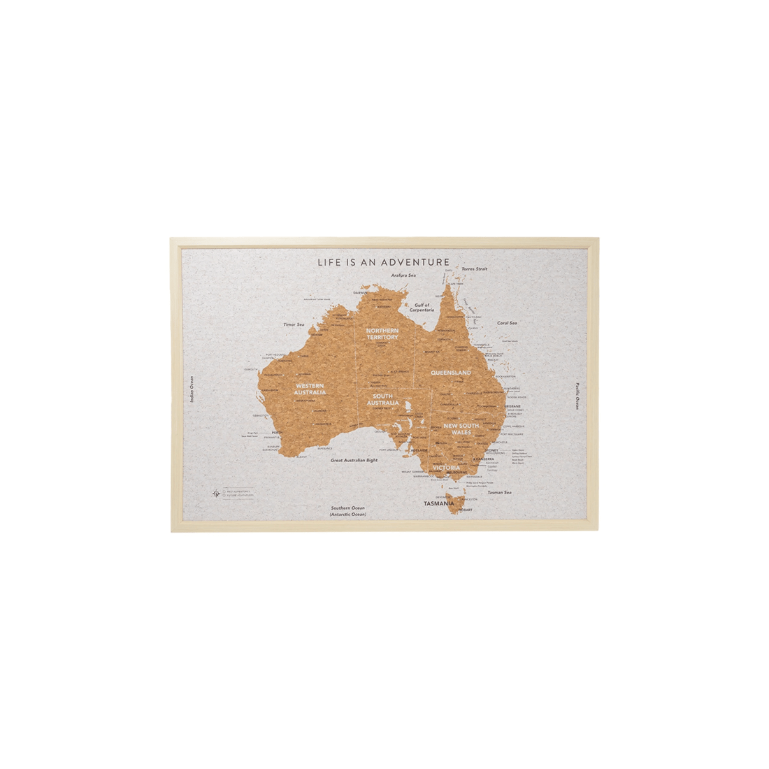 2 Travel 99x70cm Large Australia Map Adventure/trip Framed Cork Board W/ Pins
 - Brown, 2 of 3