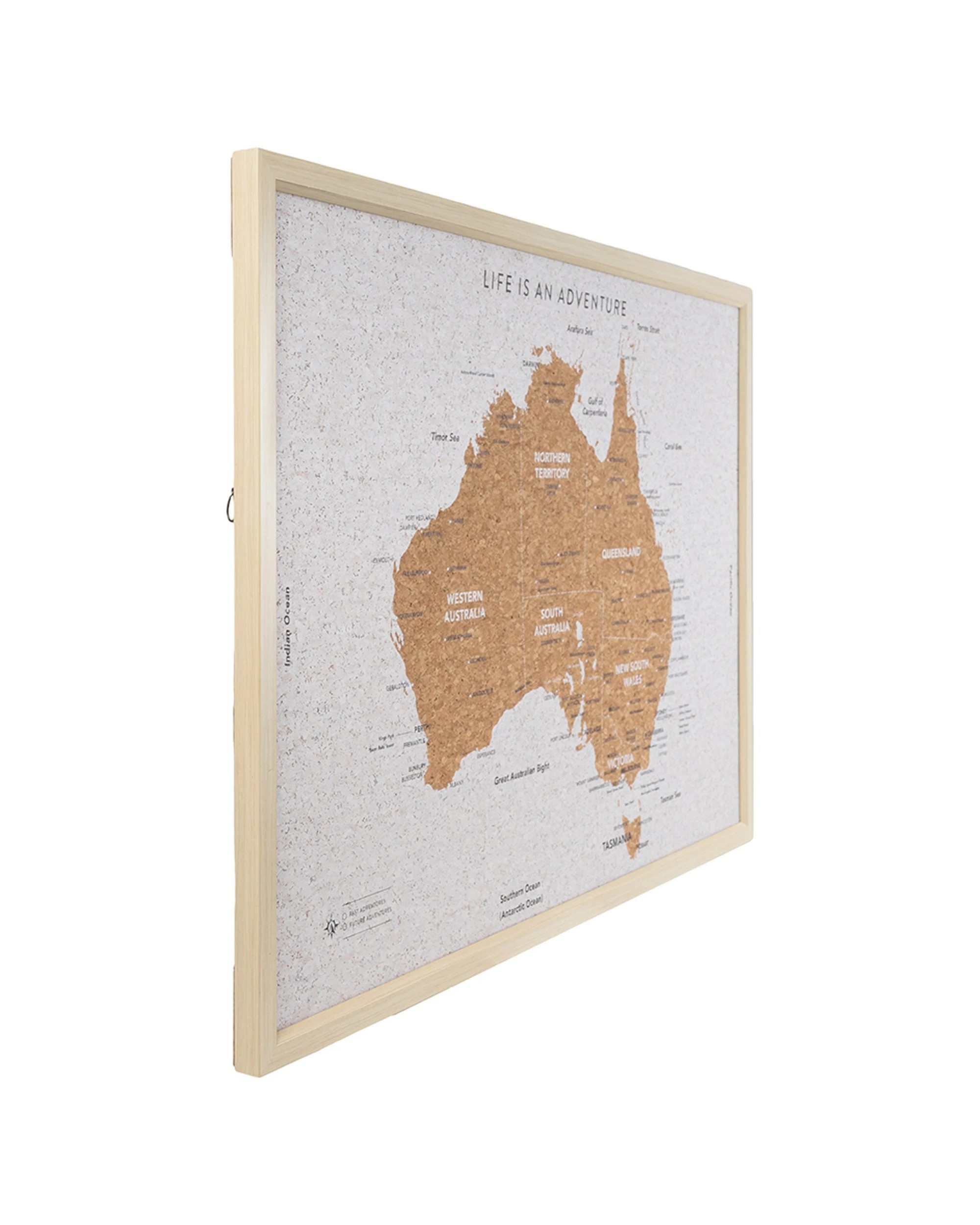 2 Travel 99x70cm Large Australia Map Adventure/trip Framed Cork Board W/ Pins - Brown, 2 of 3