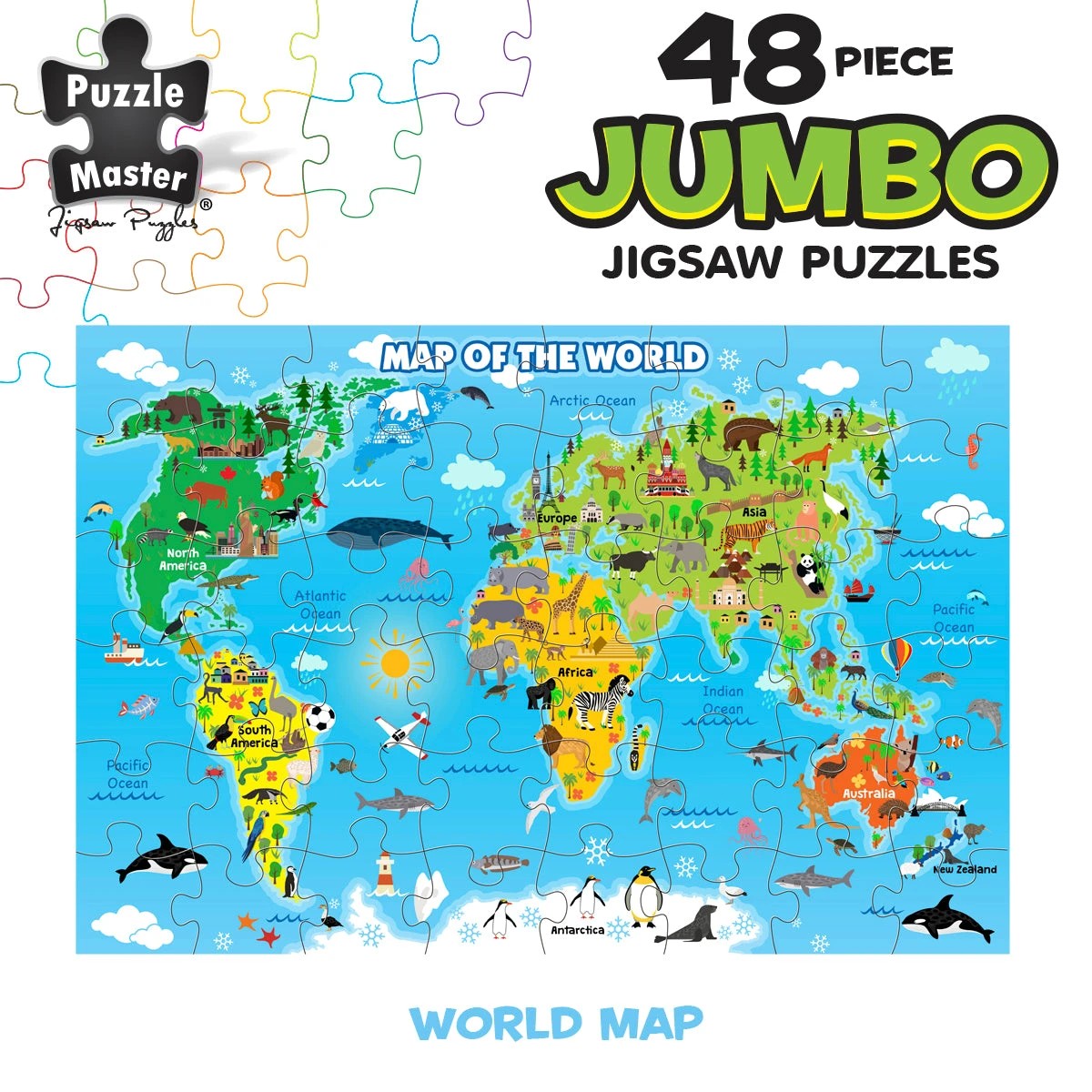 7 Puzzle Master 48 Piece Jumbo Floor Puzzle World Map, 7 of 7
