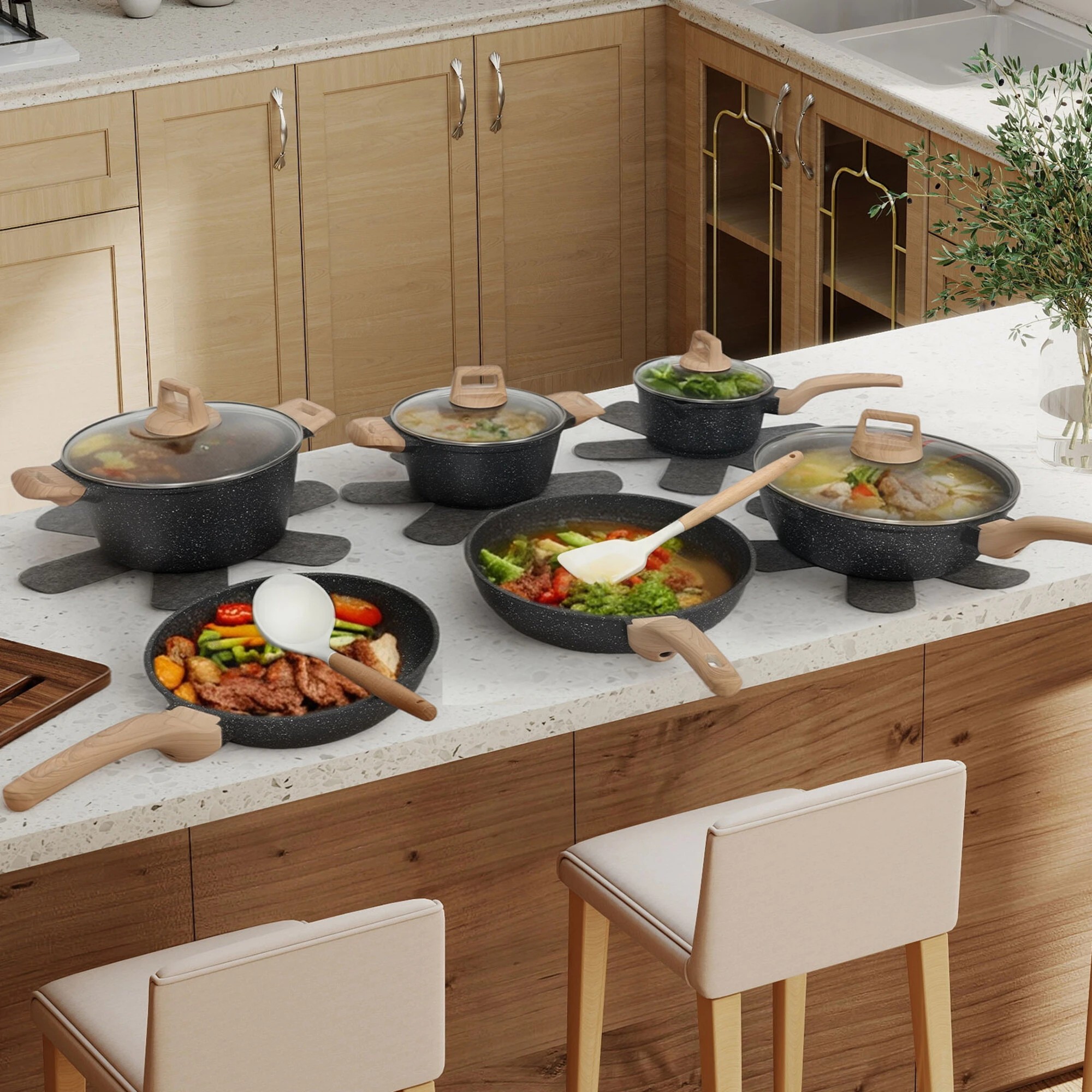 8 Toque 16-Piece Non Stick Cookware Set - Black, 8 of 9