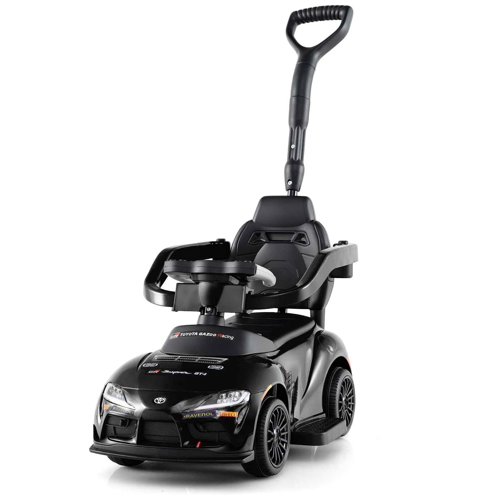 1 Costway 3-in-1 Ride on Push Car Kid Toyota Licensed Stroller Sliding Walking Car - Black, 1 of 1