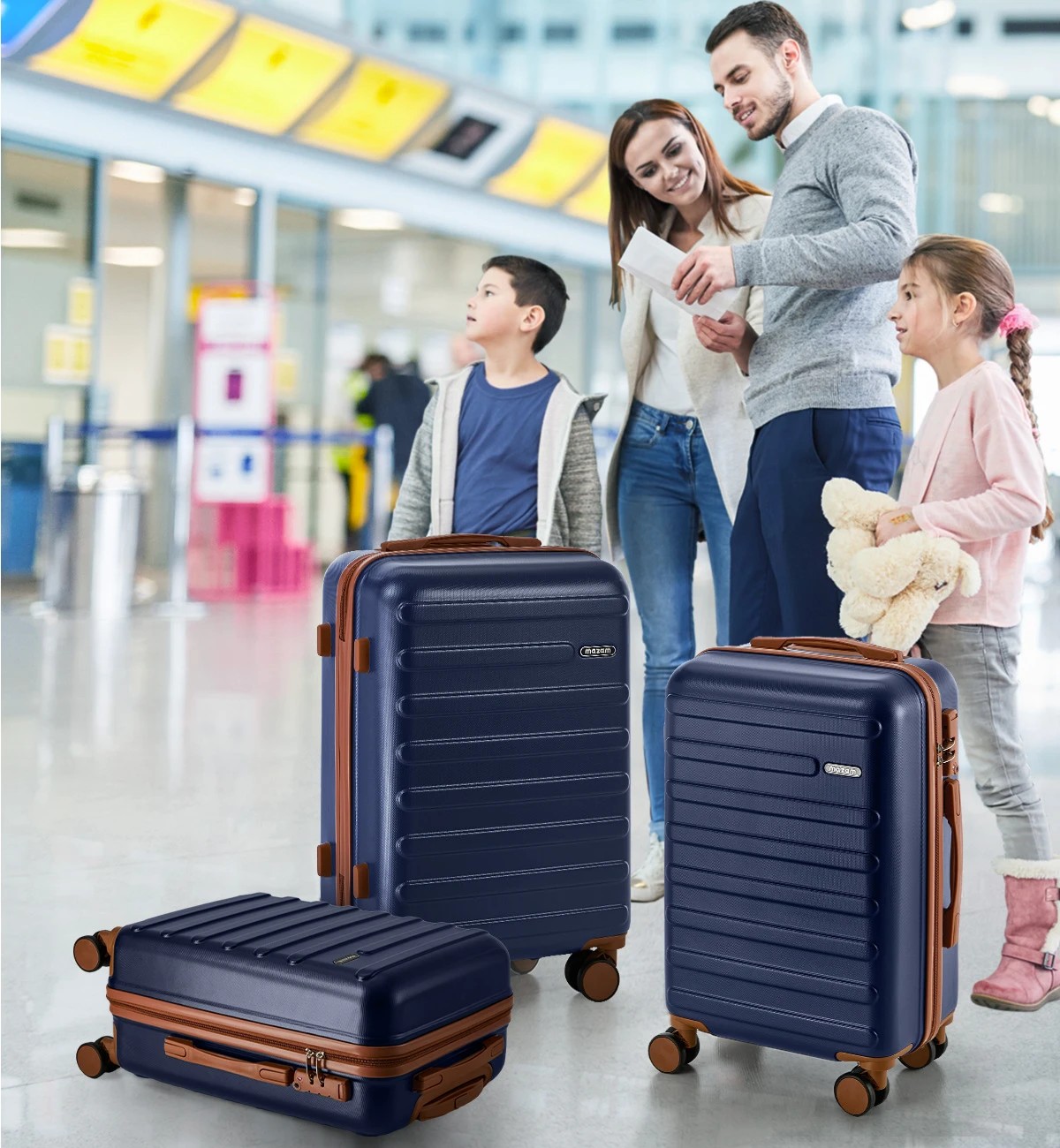 10 Mazam 3PCS Luggage Suitcase Trolley Set TSA Lock Hard Shell Case - Blue, 10 of 10