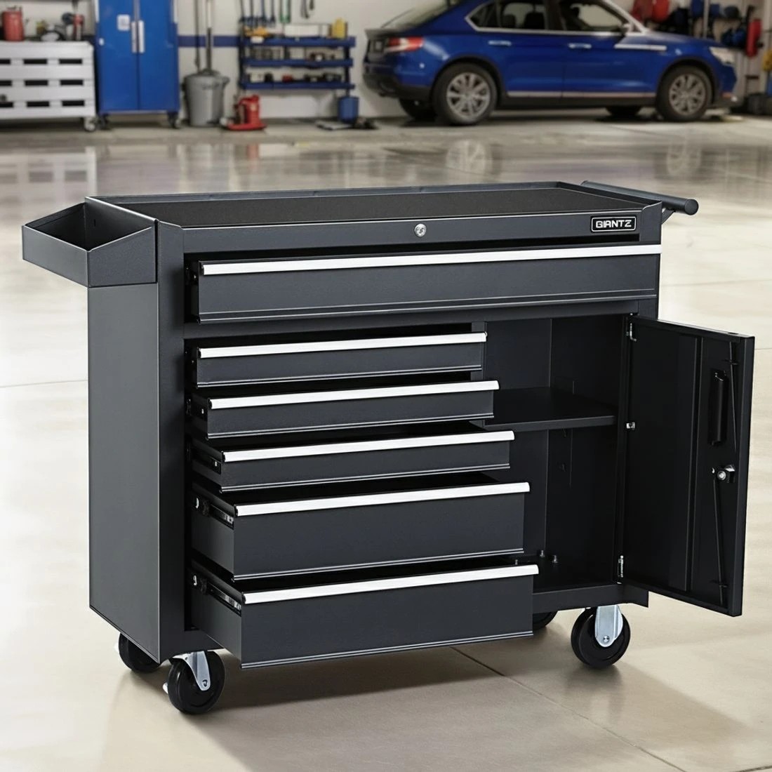4 Giantz 6 Drawer Tool Box Cabinet Chest Toolbox Garage Storage Organiser - Black, 4 of 6
