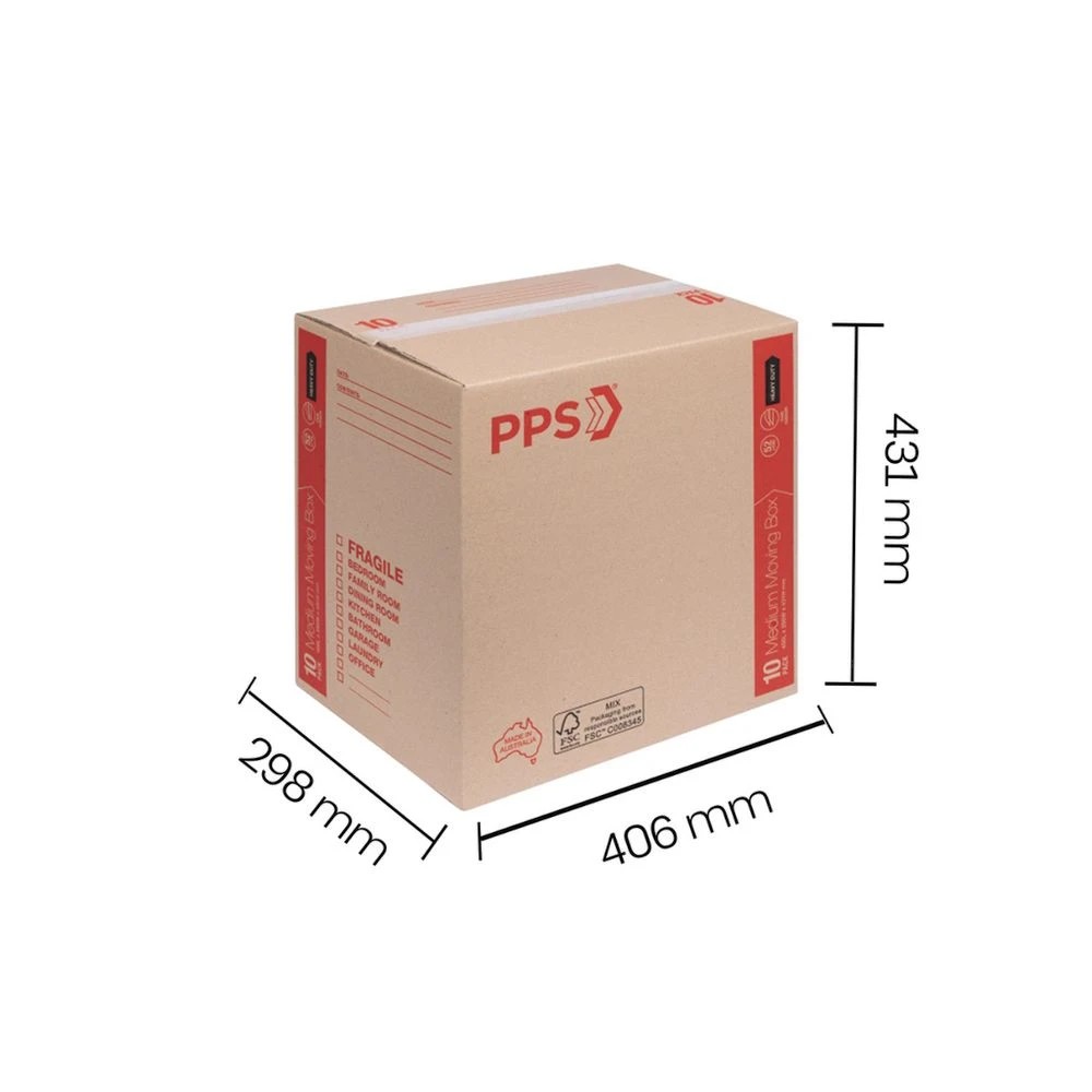 4 PPS Heavy Duty Moving Boxes Medium 406 x 298 x 431mm 10 Pack, 4 of 4