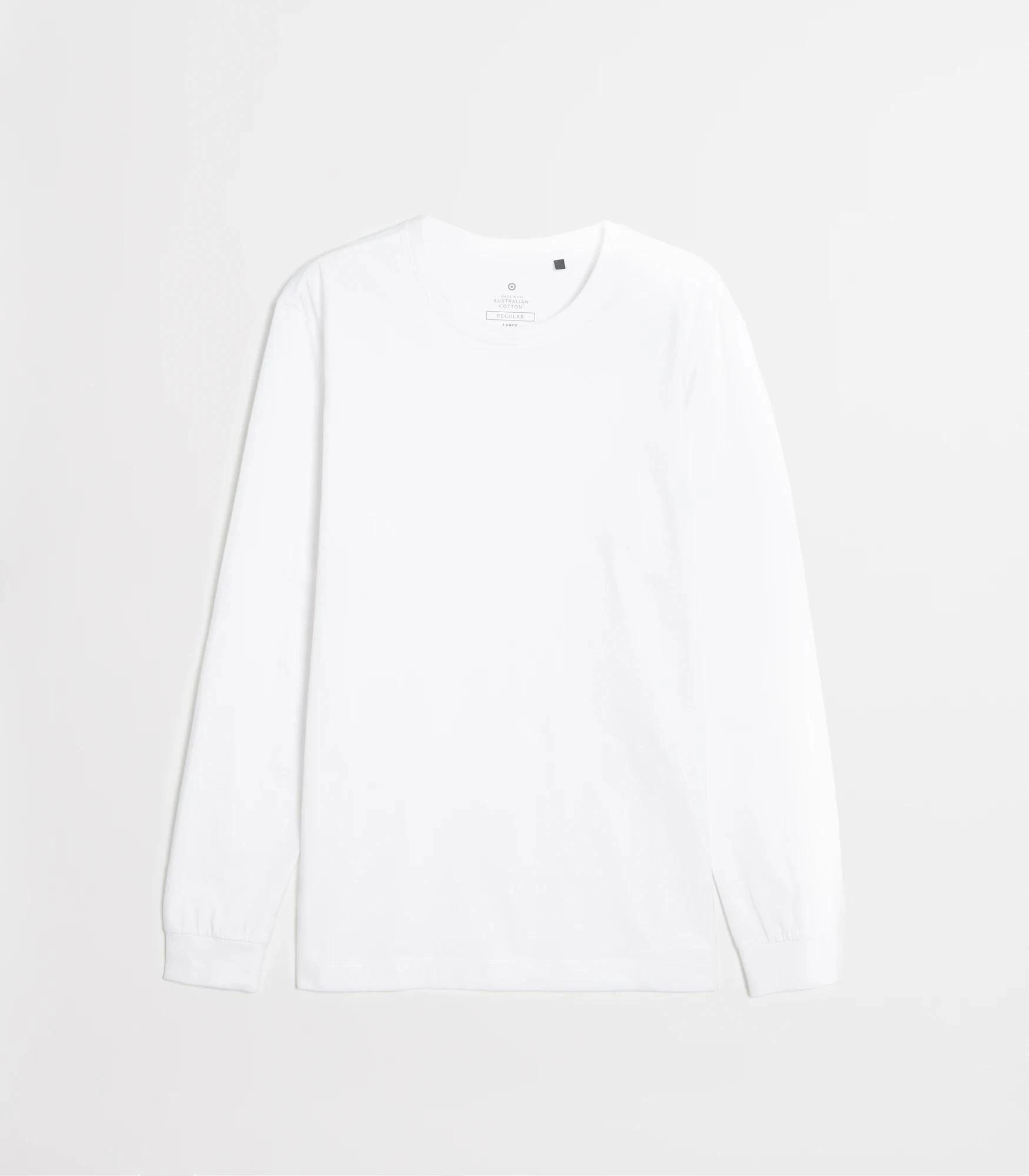 5 Target Australian Cotton Long Sleeve T-Shirt WHITE, 5 of 6