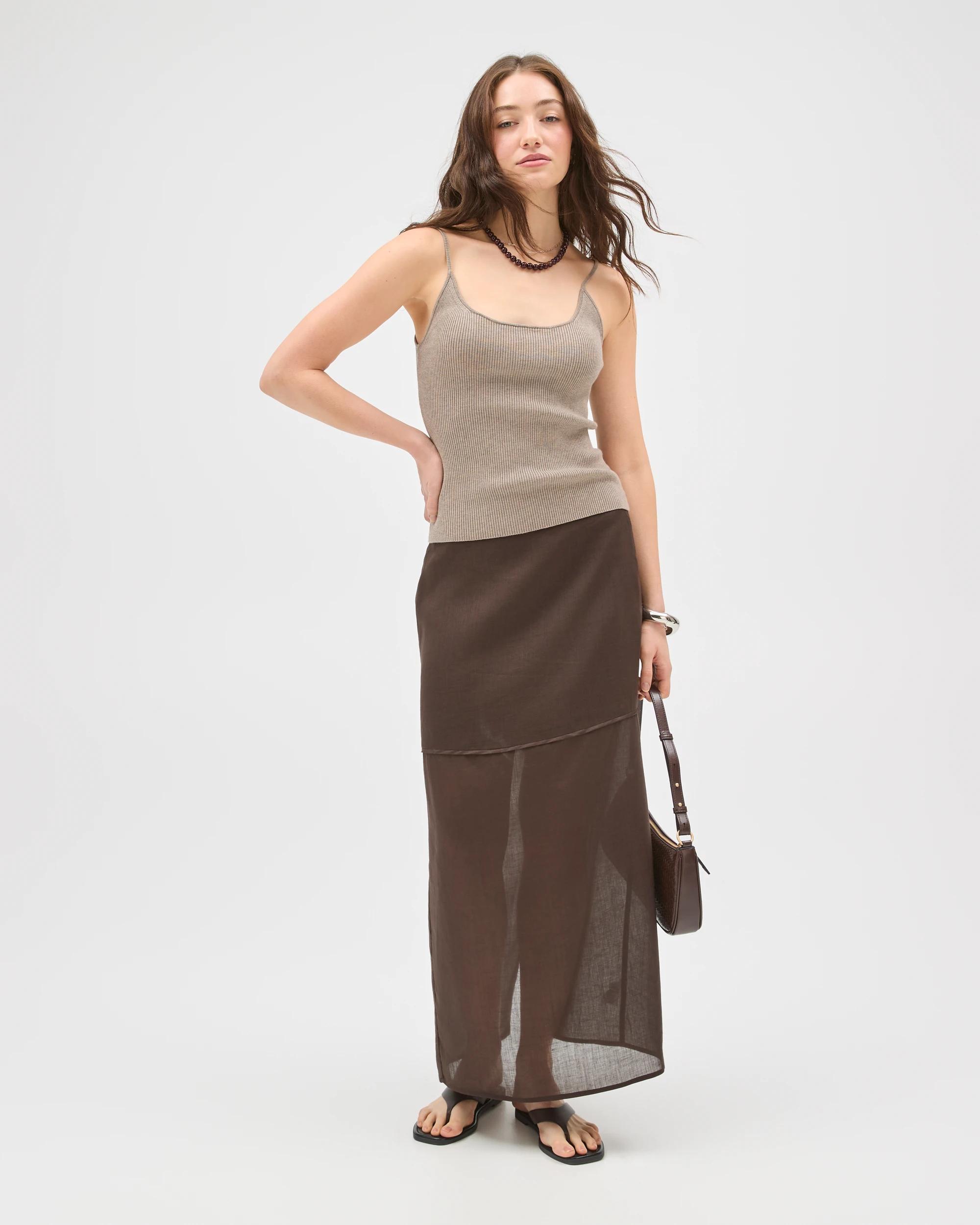 1 Lily Loves Sheer Midi Skirt TRUFFLE, 1 of 7