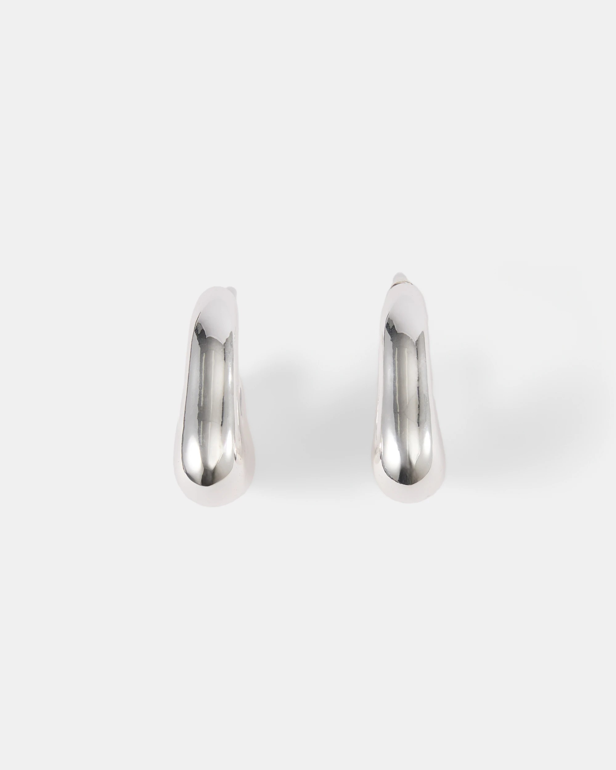 2 Irregular Chunky Hoop Earrings - Silver Look, 2 of 8