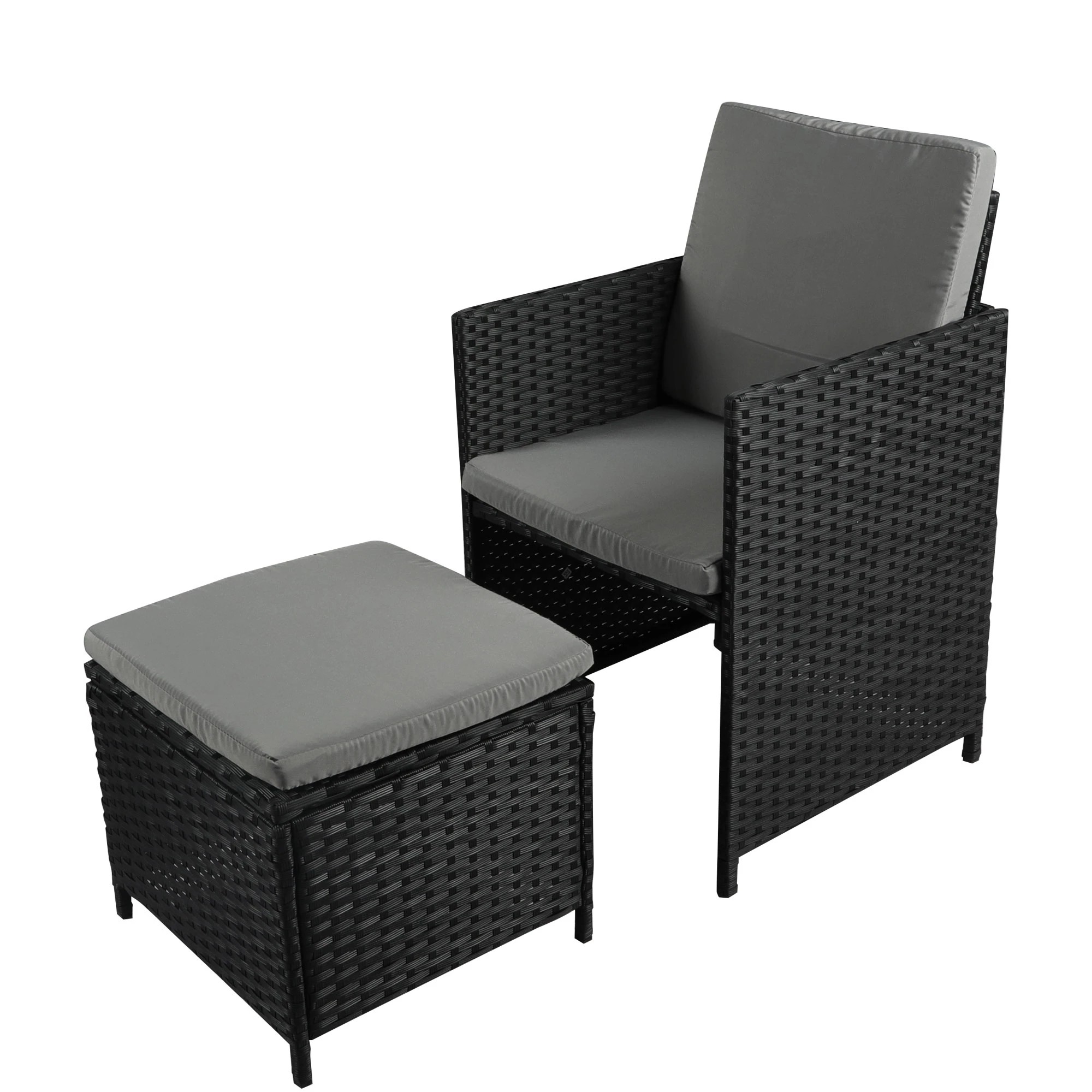 5 Levede 9pcs Outdoor Dining Setting With Cushion Ratten - Black, 5 of 7