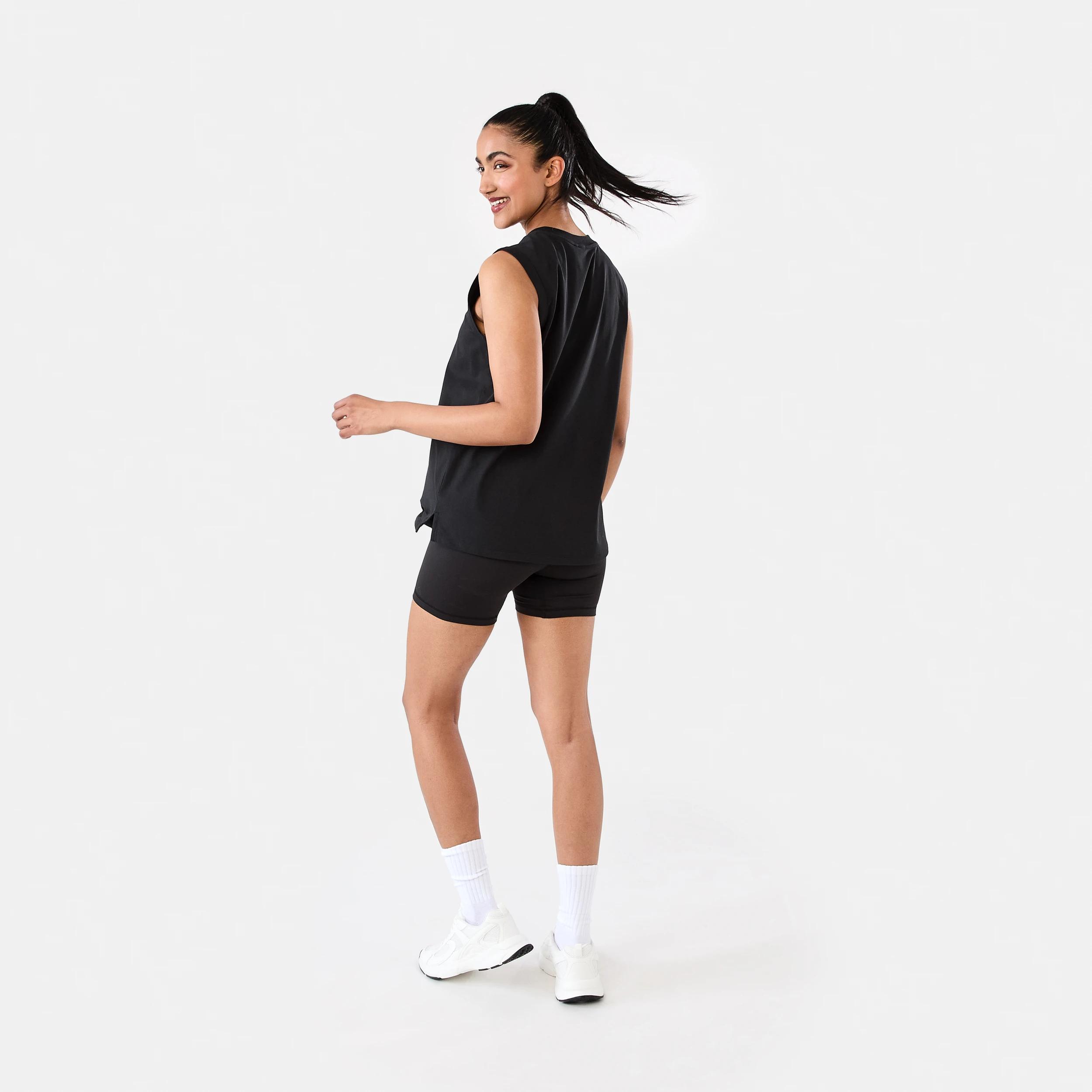 5 Active Womens Ribbed Waist Bike Shorts BLACK, 5 of 7