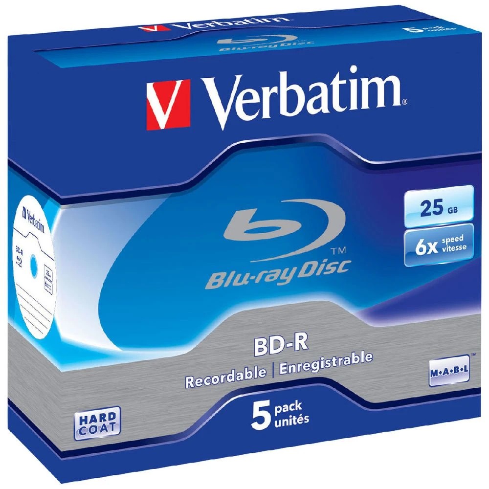1 Verbatim BD-R 25GB 6x Jewel Case 5 Pack, 1 of 2