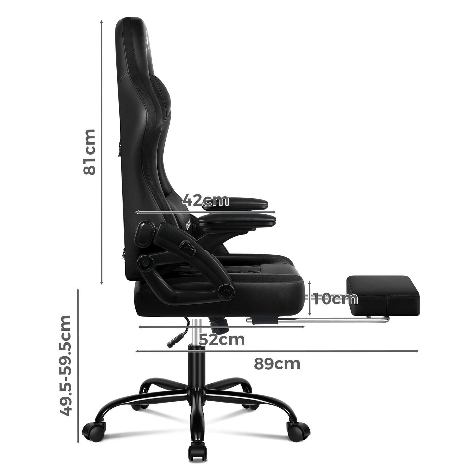 10 Alfordson Gaming Chair Office Massage 12 RGB LED Computer Leather - All Black, 10 of 10