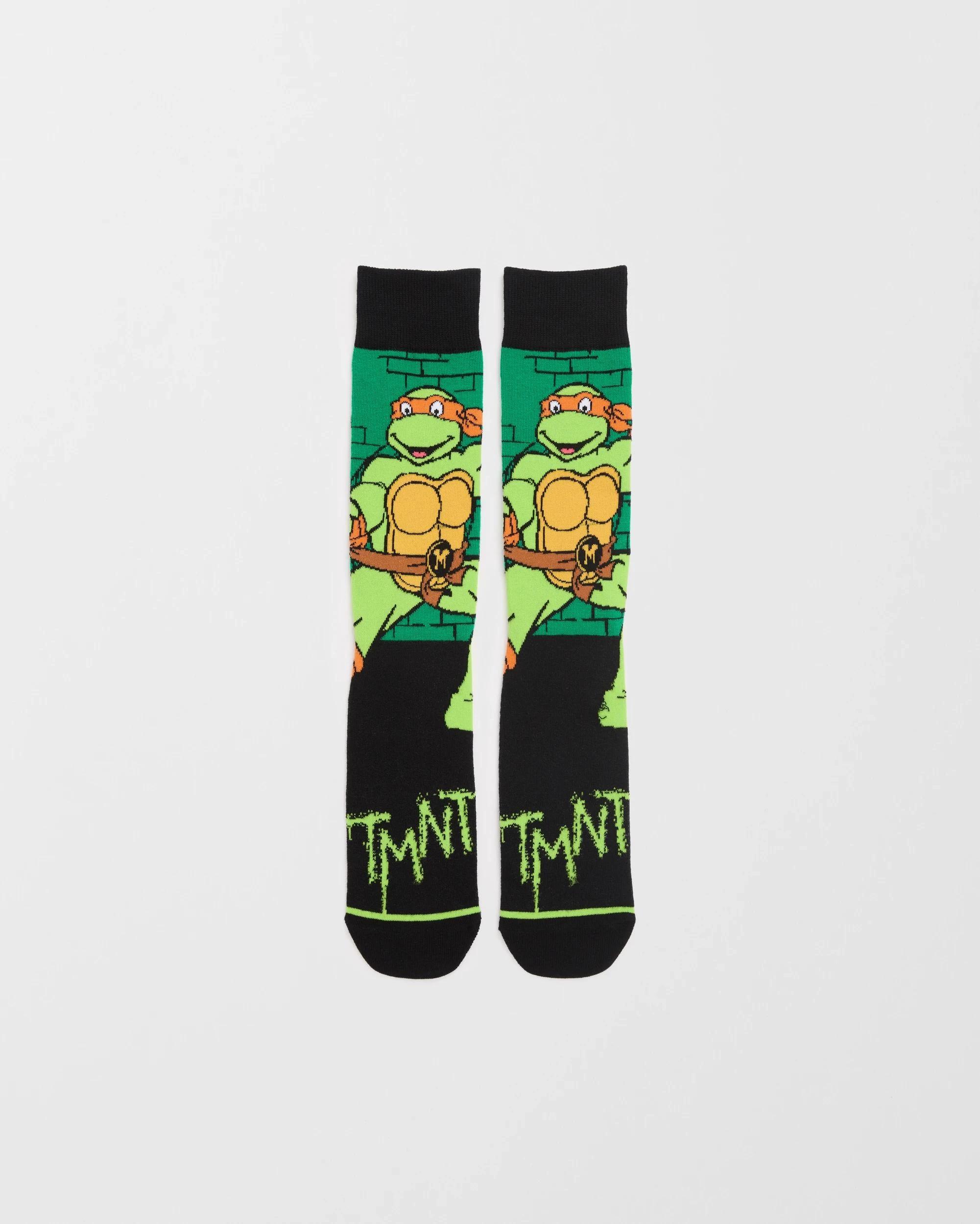 2 Swag Teenage Mutant Ninja Turtles Crew Socks GREEN, 2 of 3