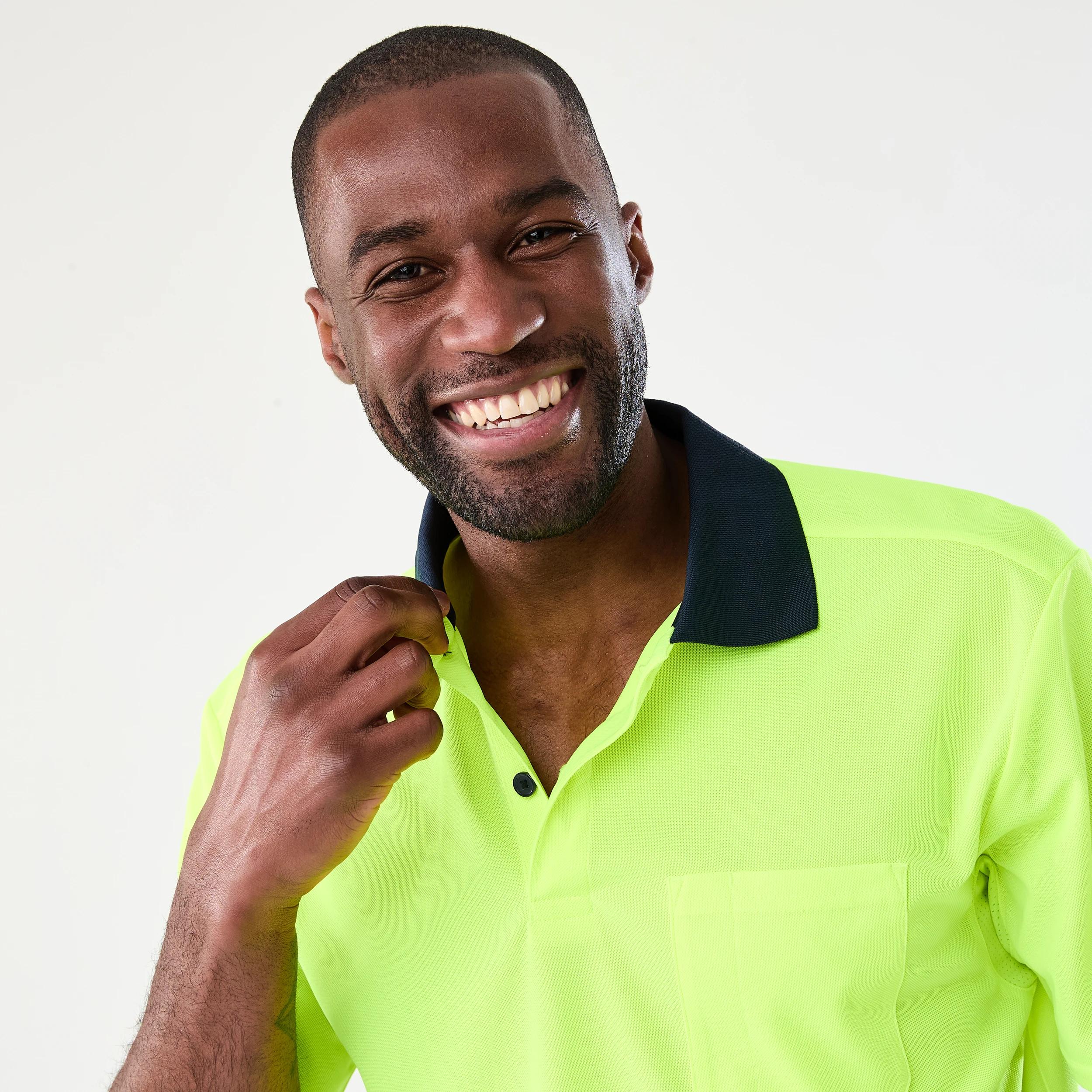 4 Workwear Short Sleeve Hi-Visibility Cool Polo Shirt FLURO YELLOW, 4 of 7