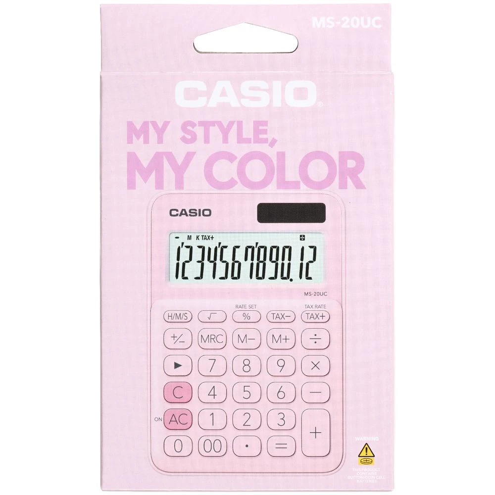 2 Casio 12 Digit Desk Calculator Light Pink MS20UC, 2 of 3