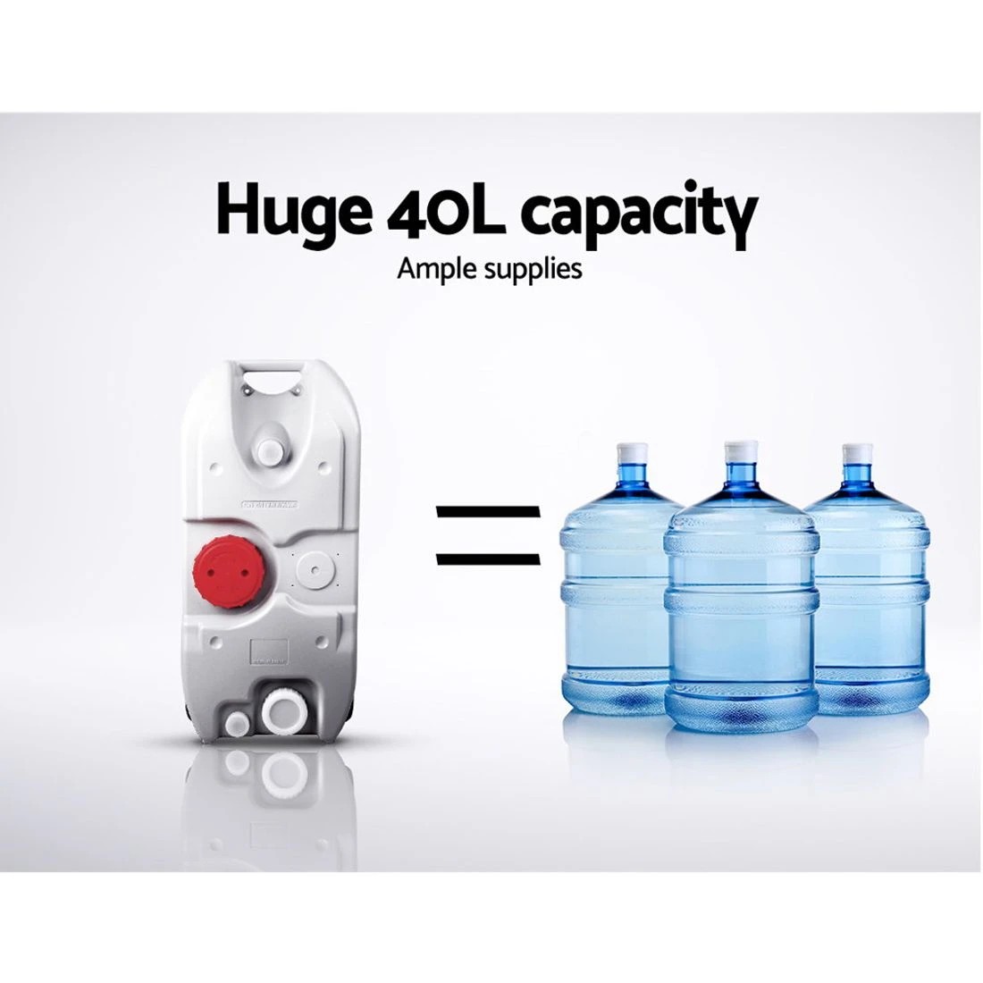 3 Weisshorn 40L Portable Wheel Water Tank Camping Caravan Storage - Grey, 3 of 8