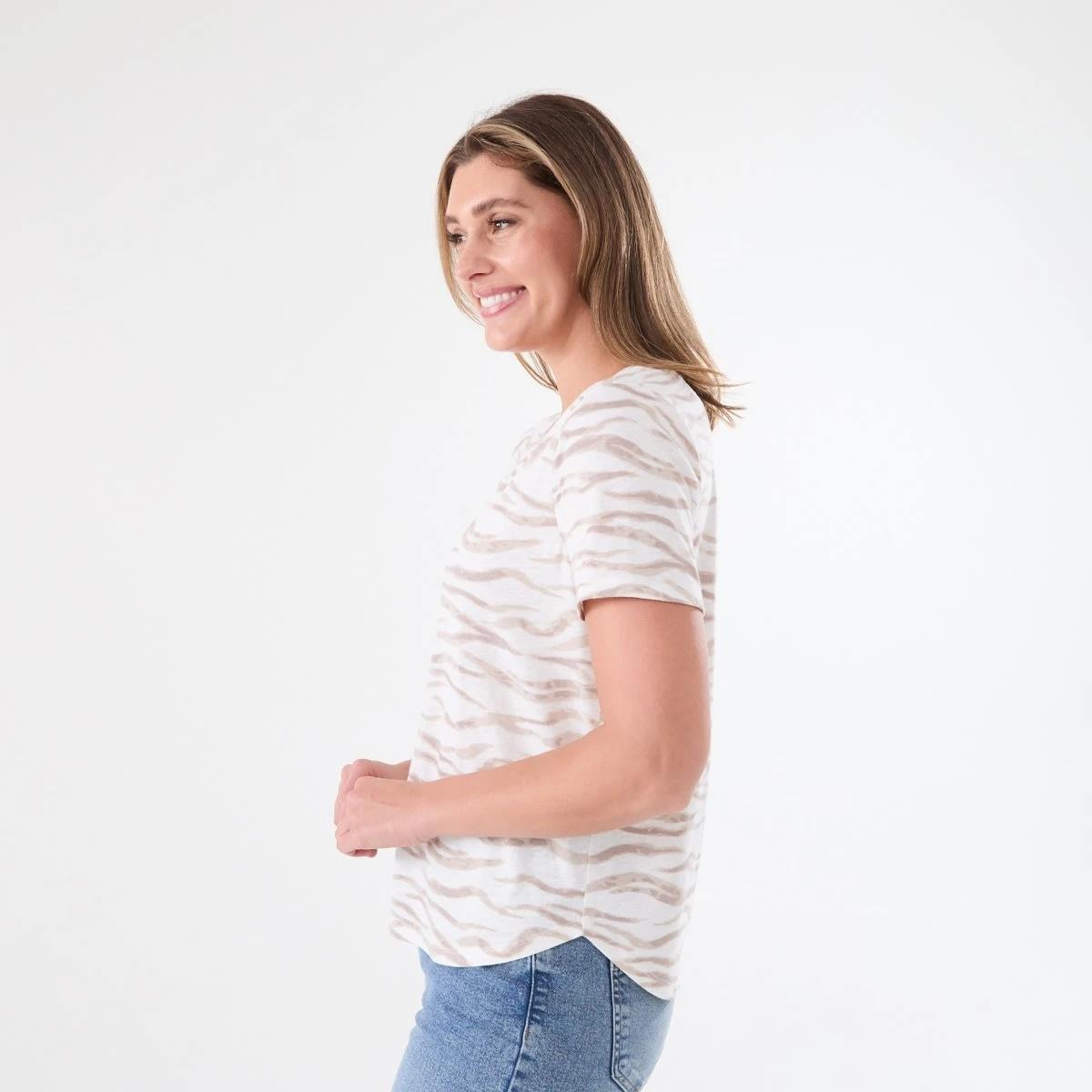 2 Short Sleeve Linen Blend V-Neck T-shirt SOFT ZEBRA CLOUD DANCER, 2 of 6