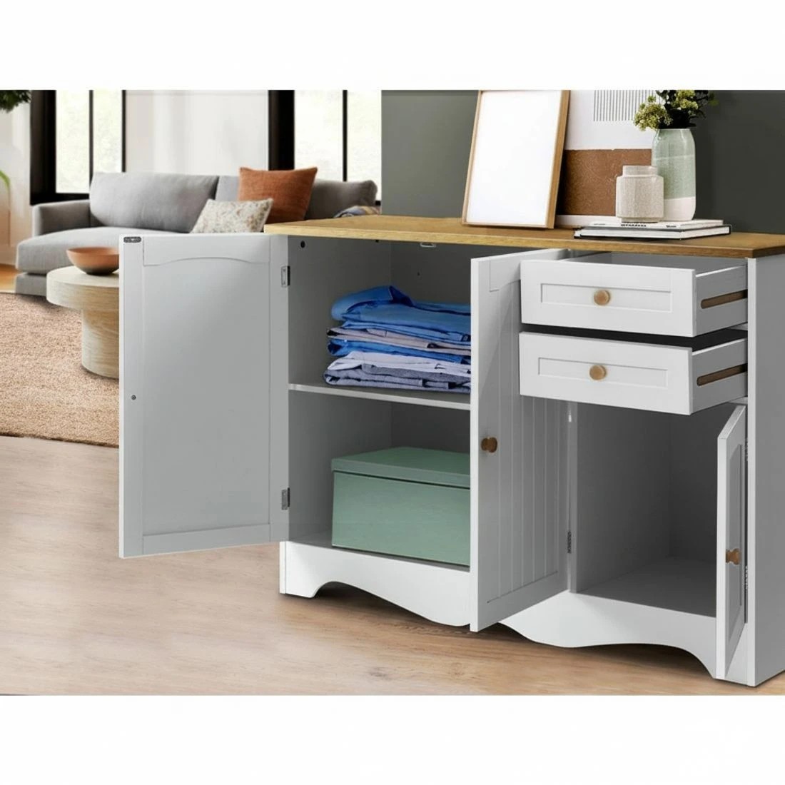 7 Artiss Buffet Sideboard 3 Doors - White, 7 of 8