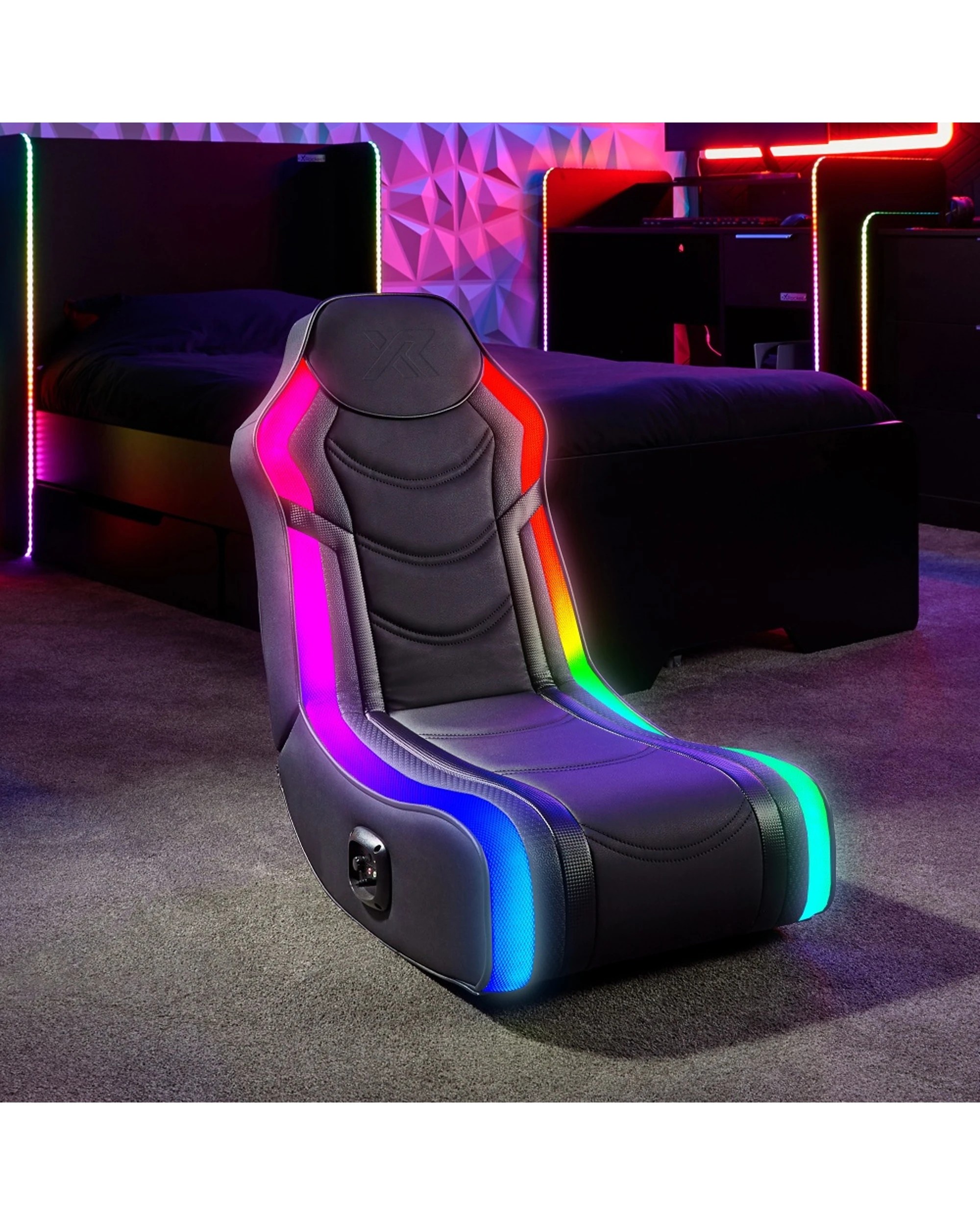2 X-Rocker Chimera RGB Sync 2.0 Gaming Chair App-Controlled LED Lights Junior - Black, 2 of 7