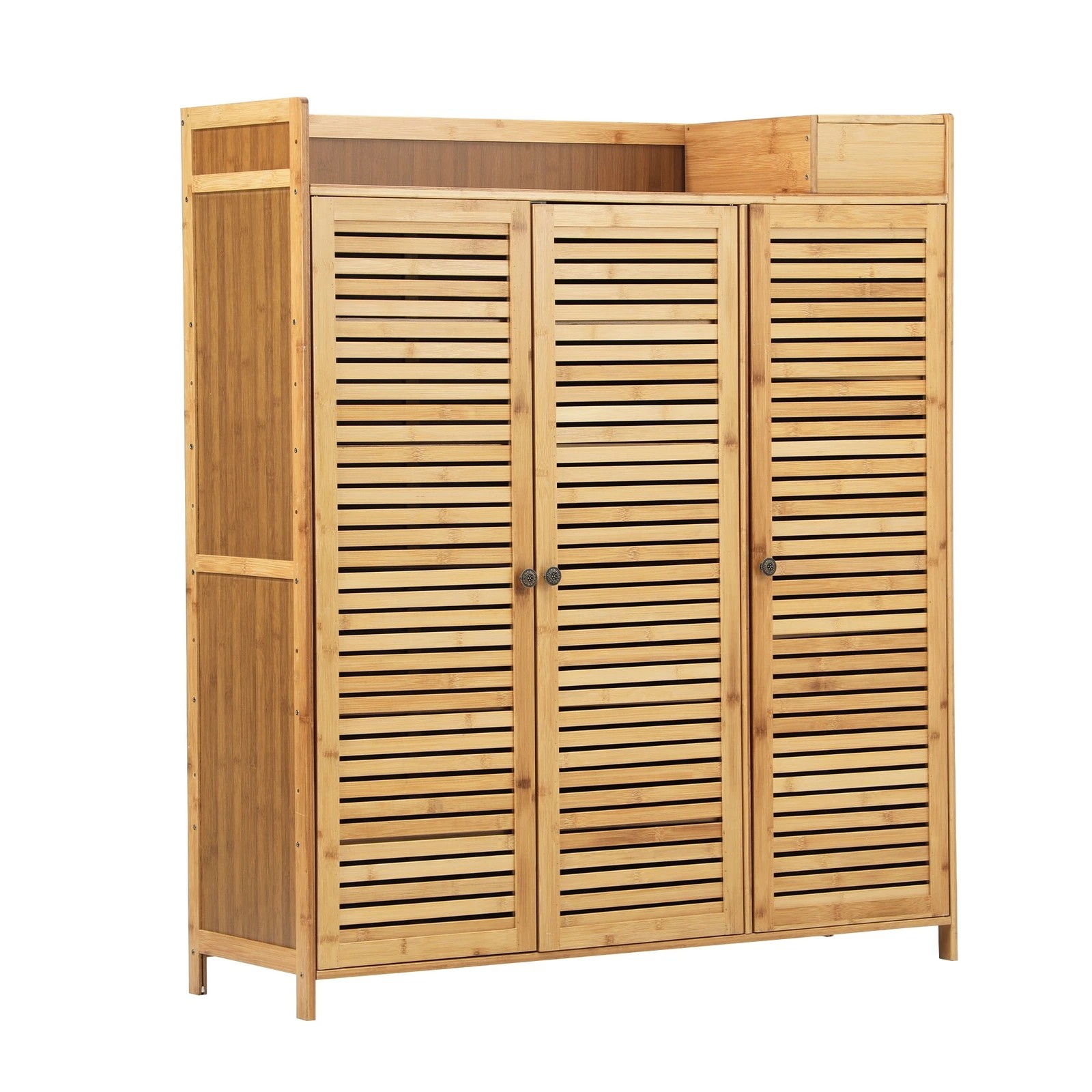 6 Oikiture Shoe Storage Cabinet Shoes Rack Organiser Shelf 3 Doors Adjustable
 - Natural, 6 of 9