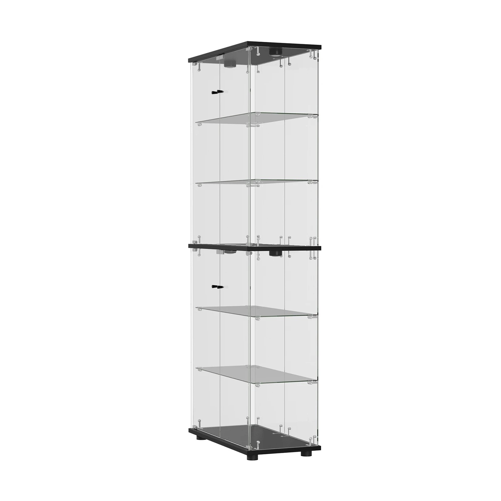 9 Oikiture Glass Display Cabinet 6-Tier LED Light Bookcase With 2 Doors - Black, 9 of 9