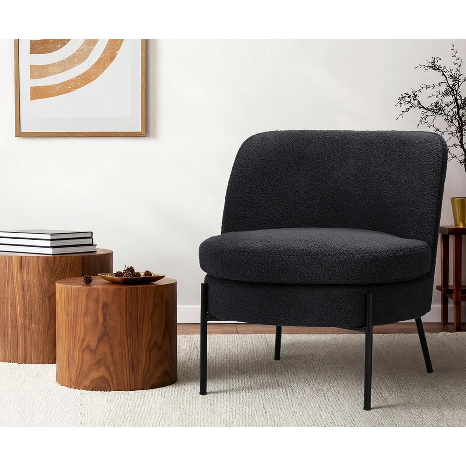 4 Oikiture Armchair Lounge Chair Accent Couch Chairs Padded Sofa Boucle - Charcoal, 4 of 7