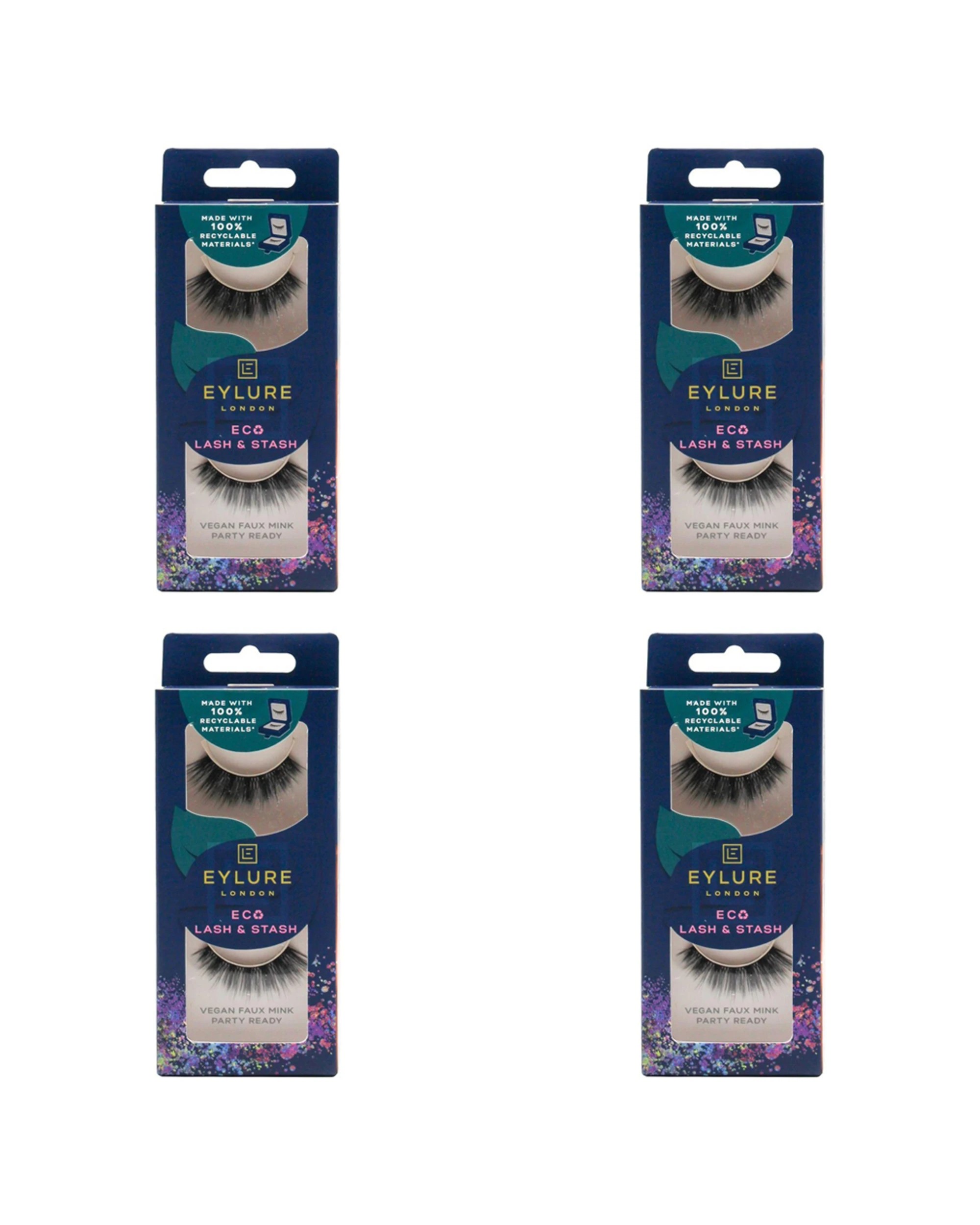 1 Eylure 4PK London Lash & Stash Vegan Faux Mink Party Ready Lashes Set - Black, 1 of 4