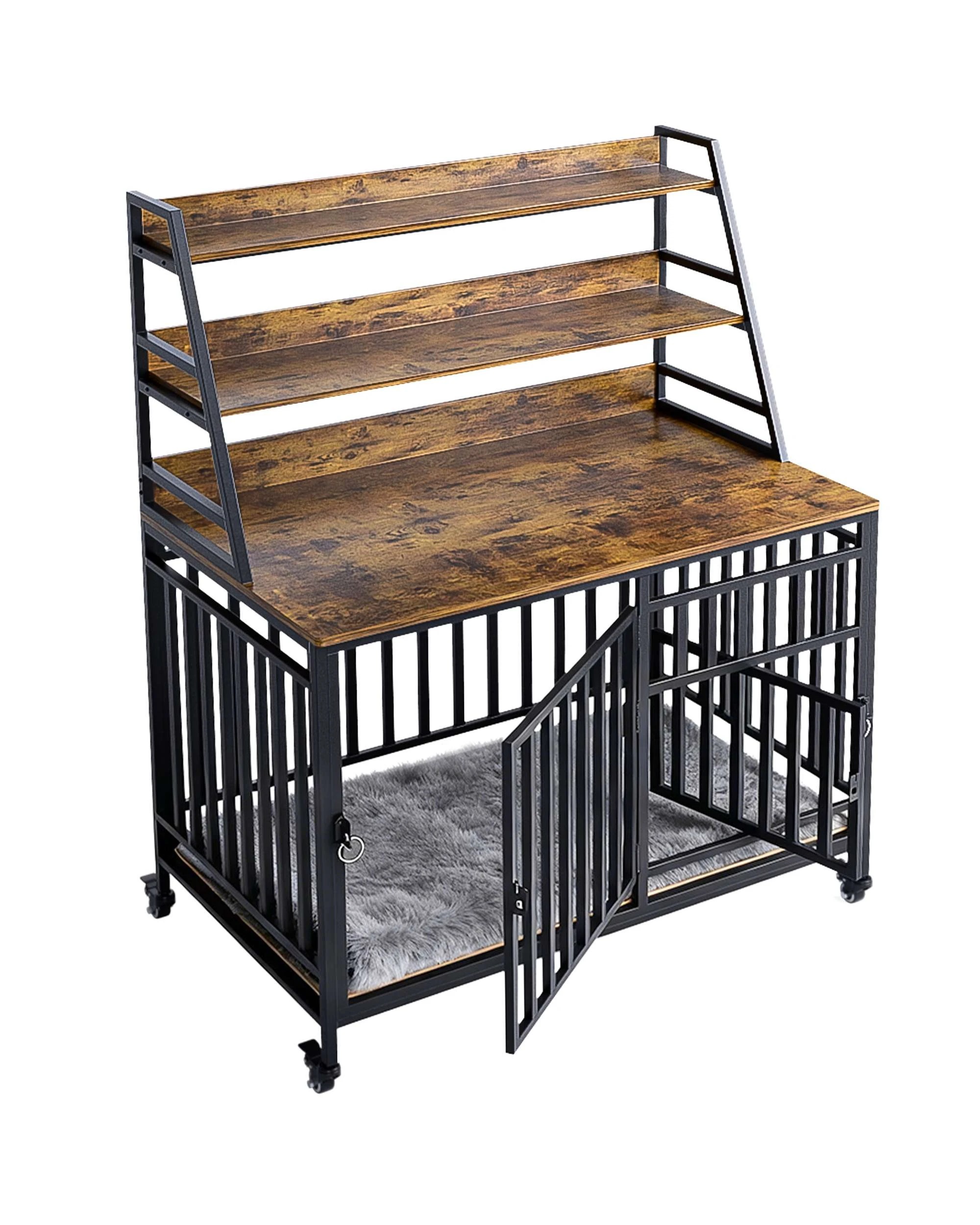 7 Advwin Wooden Wire Dog Kennel Side End Table Steel Puppy Crate, 7 of 8