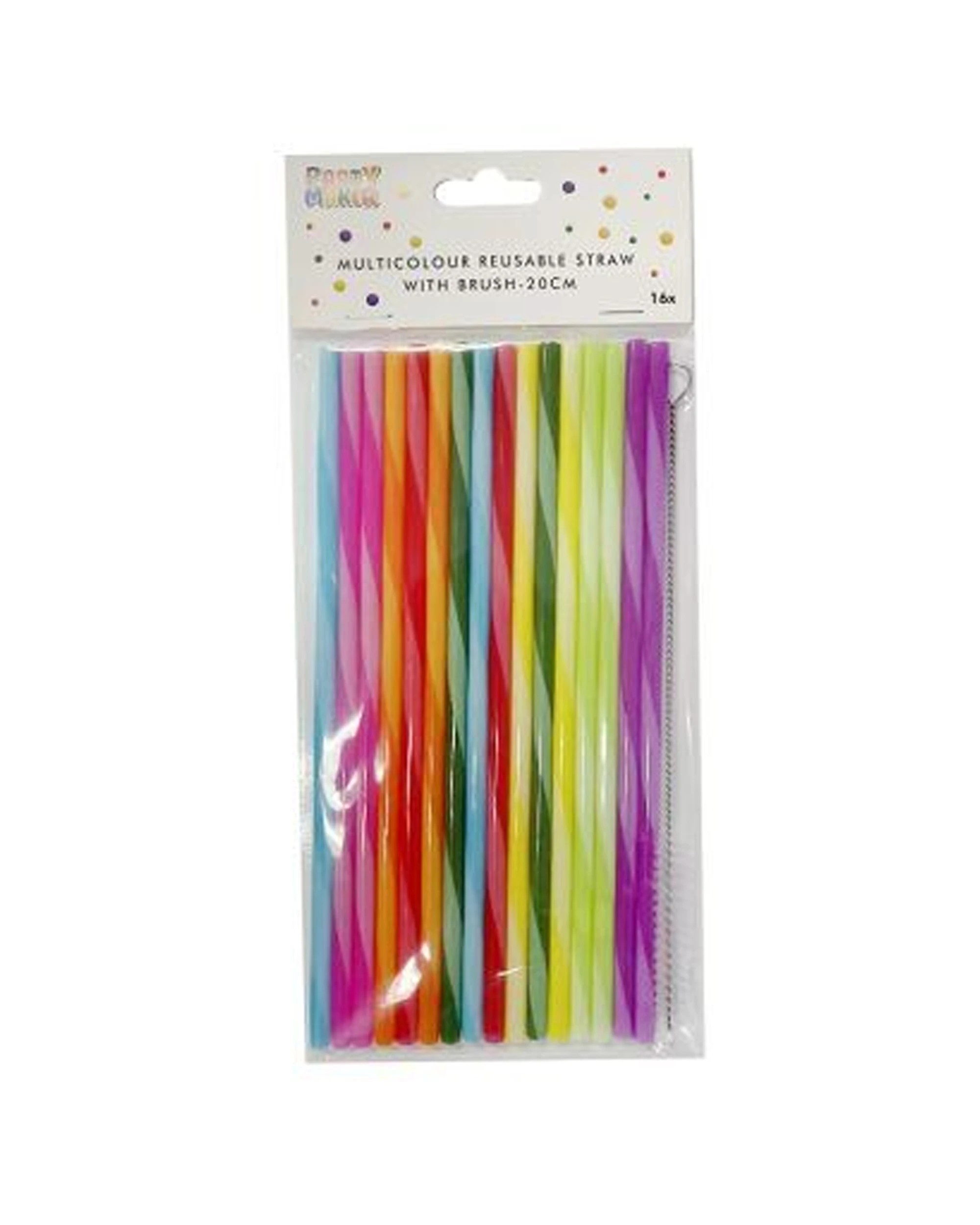 1 Party Maker 16pc Reusable Straws With Brush Pack - Multi, 1 of 1