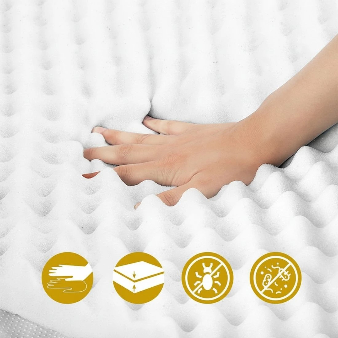6 Giselle Bedding Memory Foam Mattress Topper Egg Crate 5cm King Single - White, 6 of 7