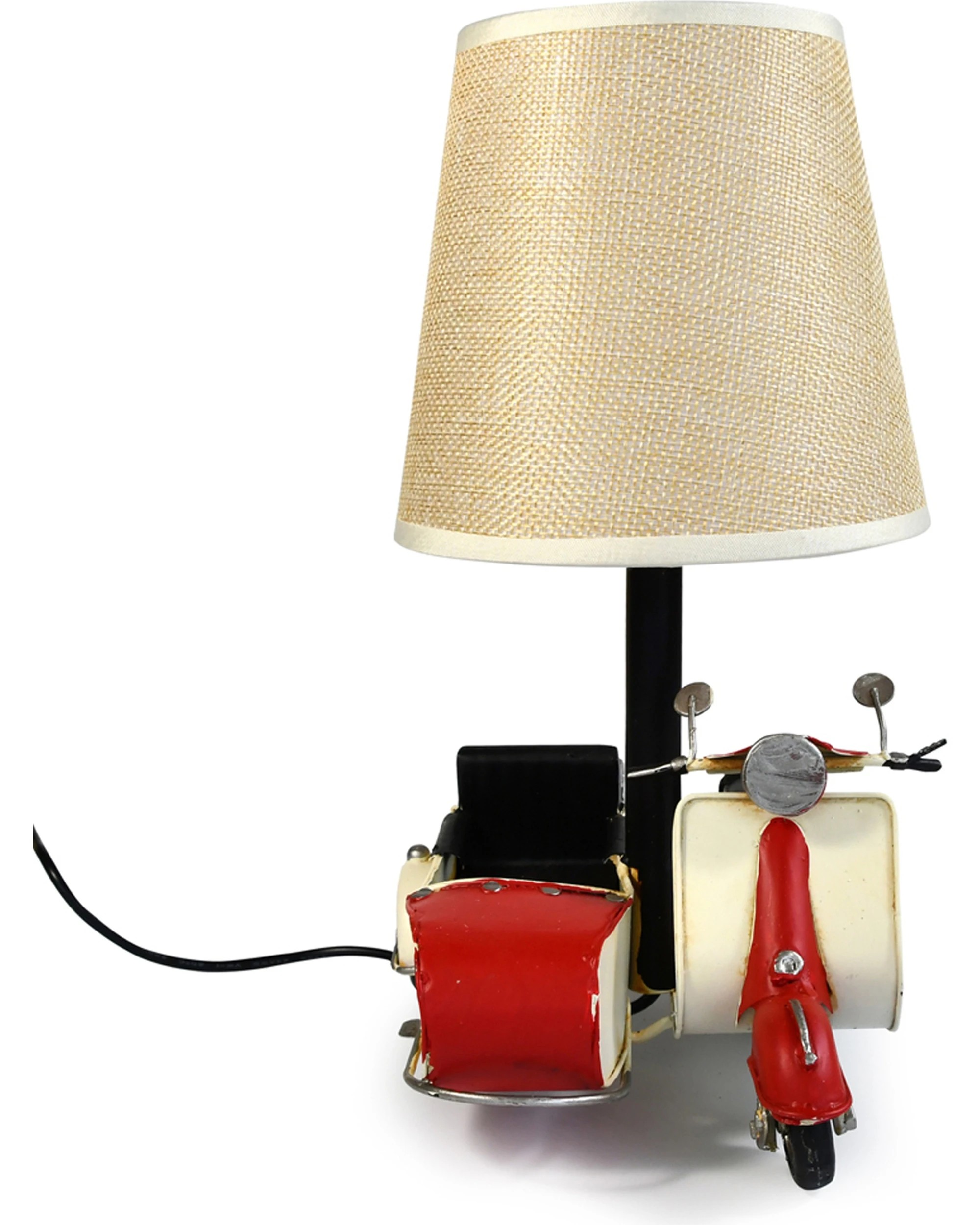 2 Auto Petit USB LED Lamp Scooter & Sidecar Home Decor 18x26cm - Red, 2 of 7