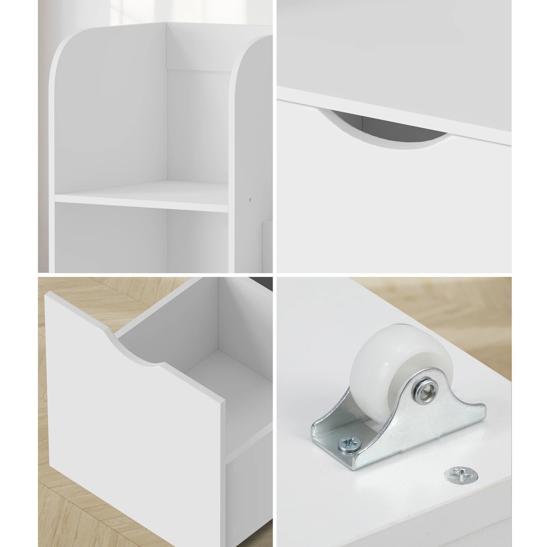 4 Oikiture Kids Bookcase Toy Organiser Cabinet Bookshelf With Chest Storage
 - White, 4 of 10