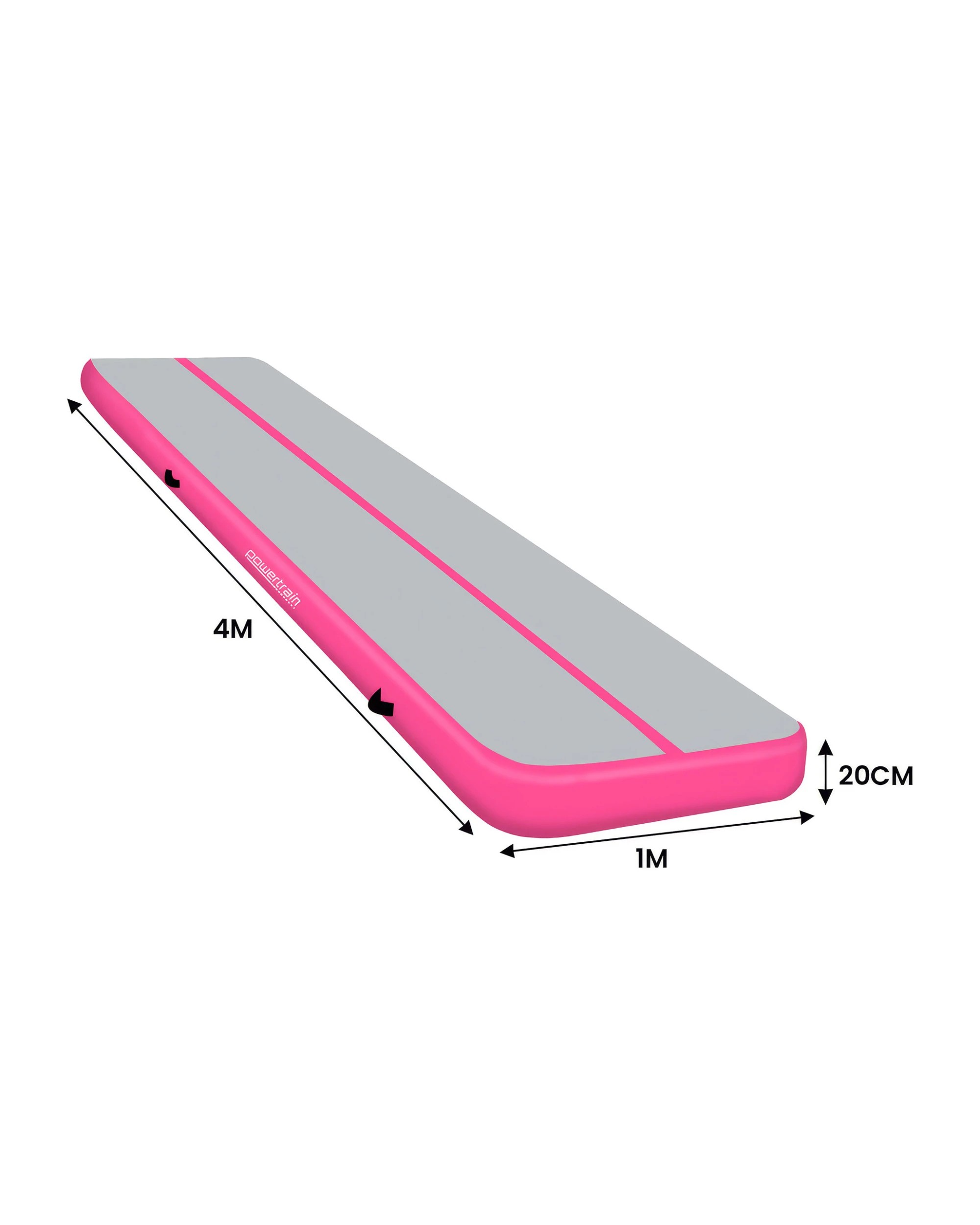 2 Powertrain 4M 20cm Air Track Gymnastics Tumbling Airtrack Exercise Yoga Mat Balance Beam Inflatable - Pink, 2 of 5