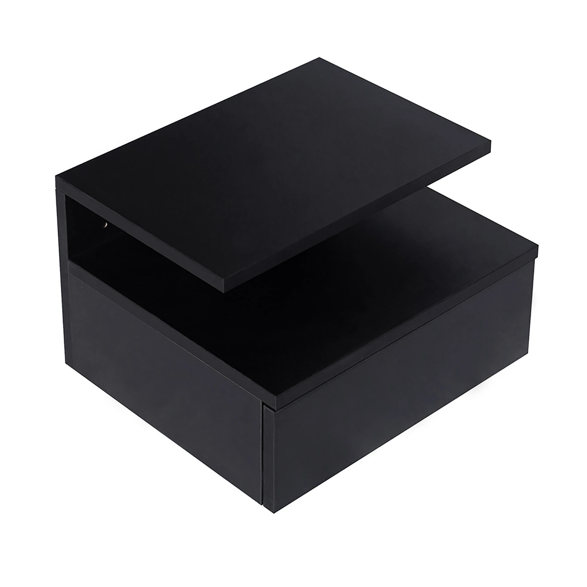 1 Levede 2x Floating Nightstand - Black, 1 of 3