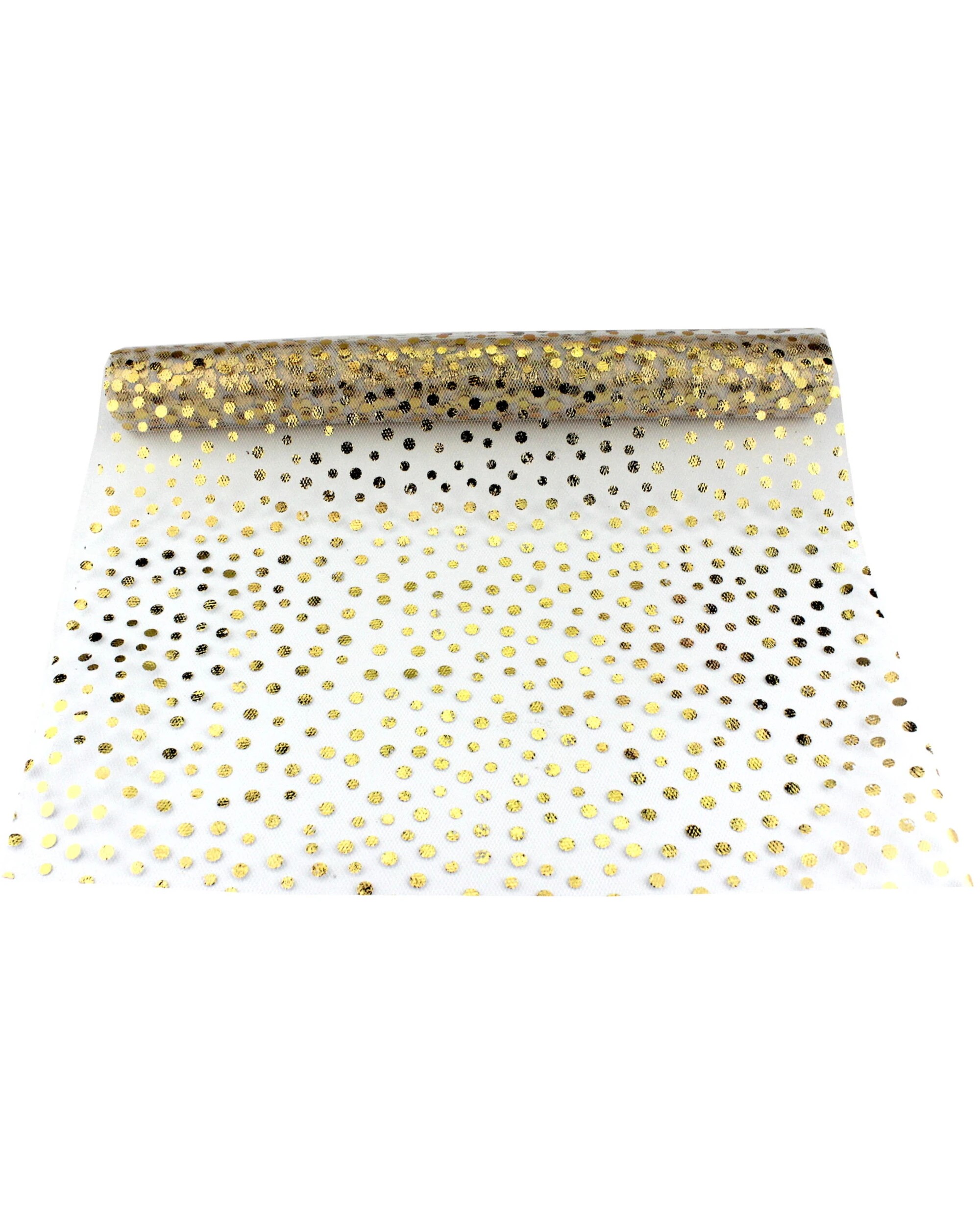 1 Partyrama Gold Dot Tulle Table Runner 3m - Gold, 1 of 1