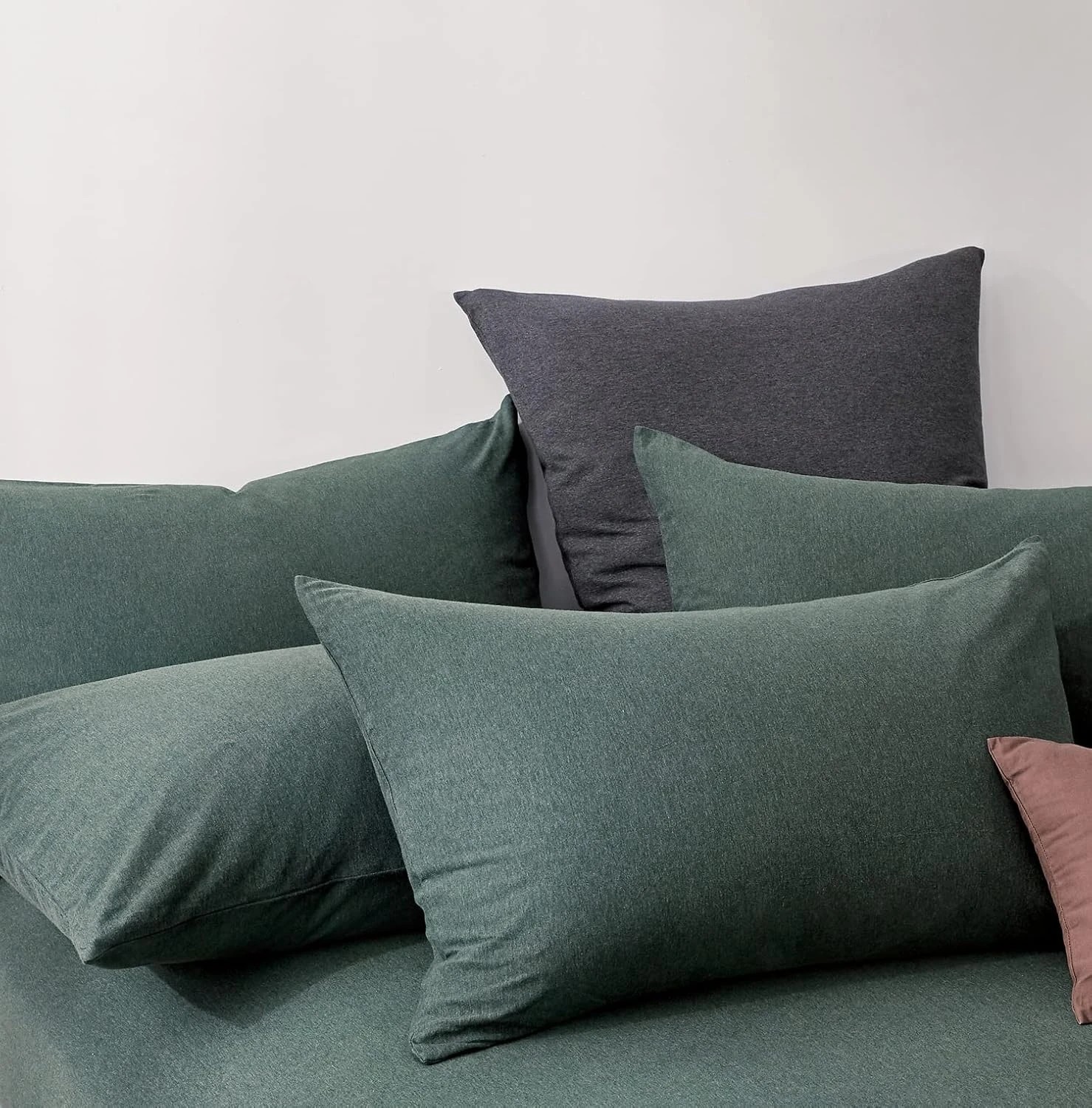 5 Gioia Casa Jersey Cotton Quilt Cover Set Soft Breathable Stretchy - Queen Bed - Green, 5 of 5