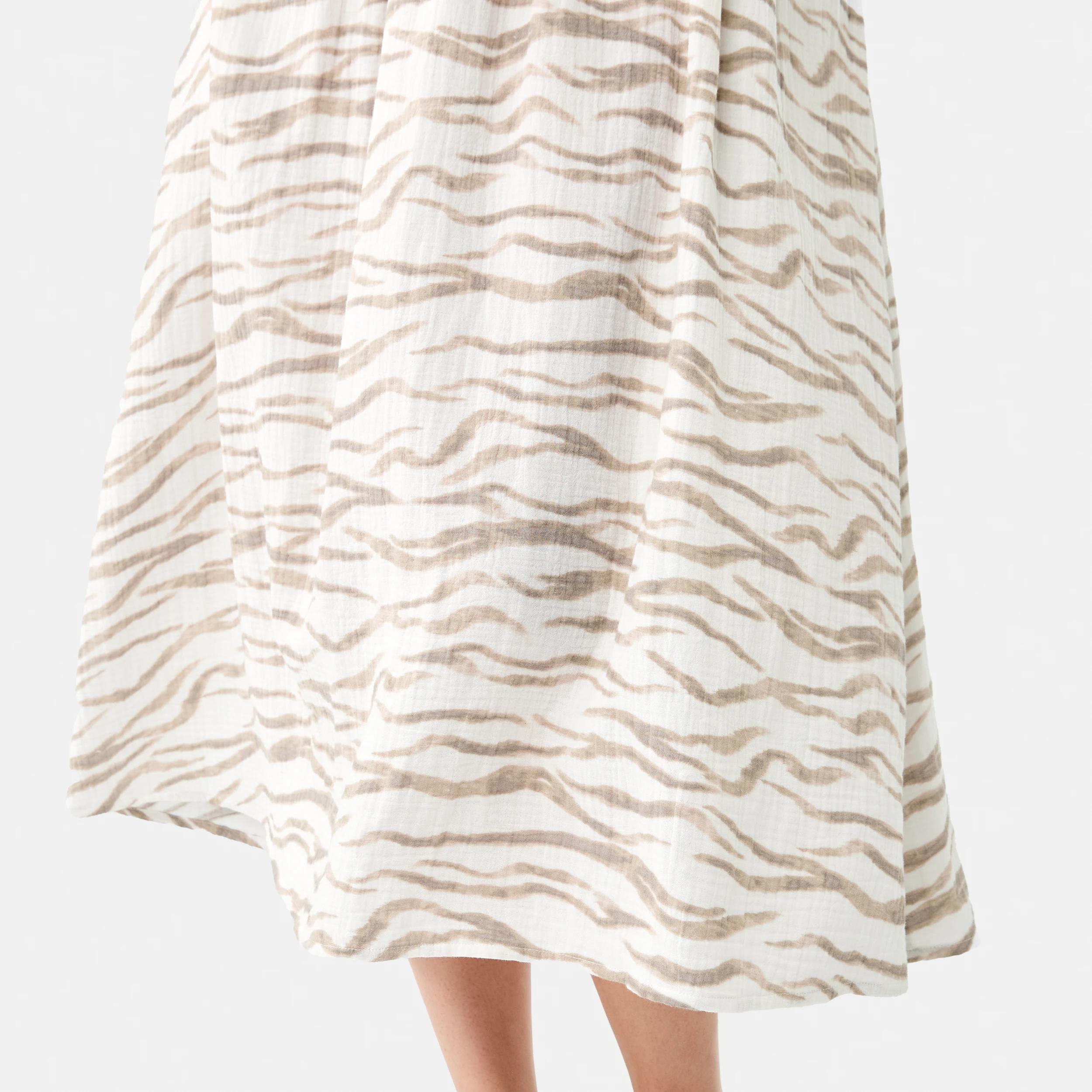 8 Long Sleeve Shirred Detail Midi Dress SOFT ZEBRA CLOUD DANCER, 8 of 8