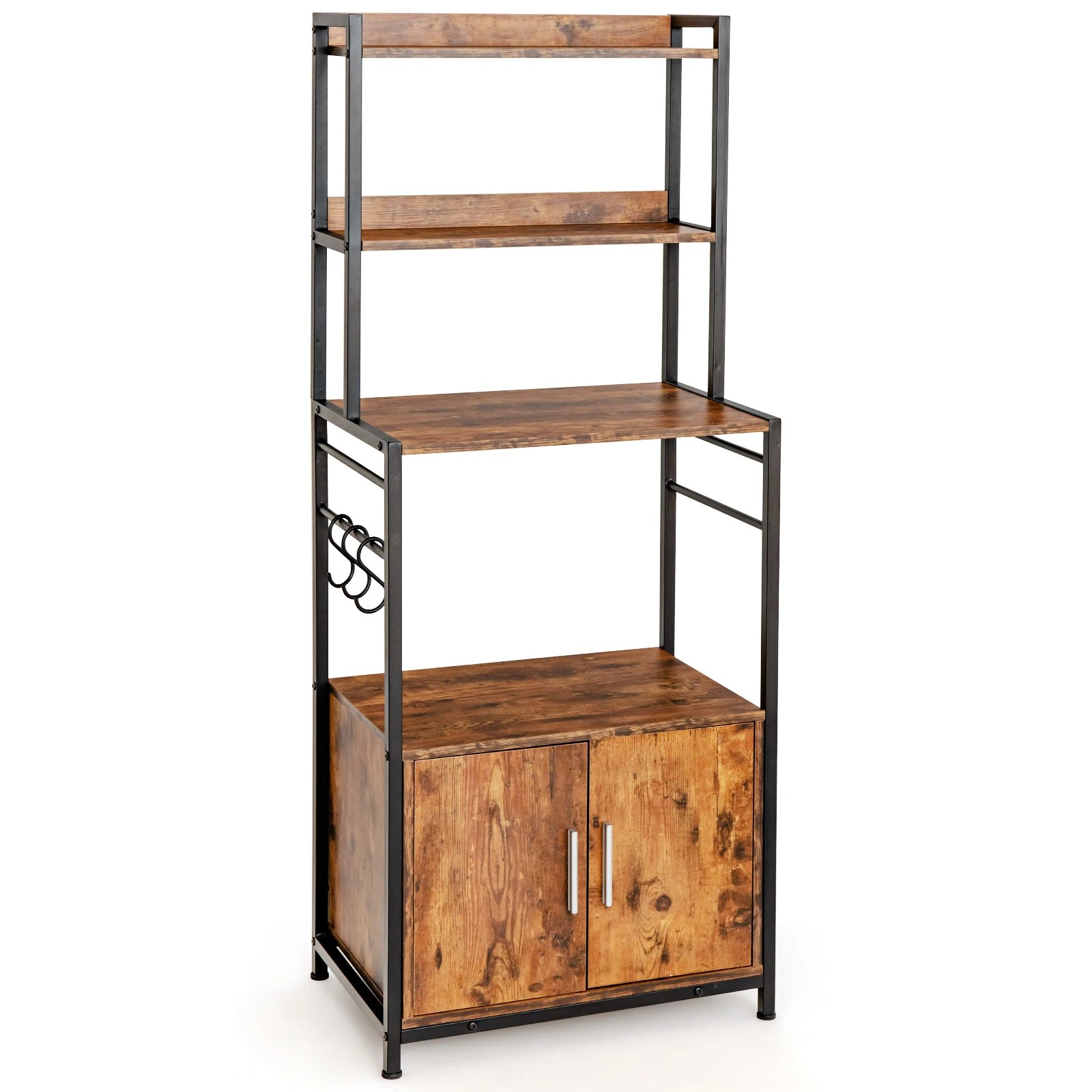 1 Costway Industrial Kitchen Storage Rack Wood Display Cabinet - Brown, 1 of 5