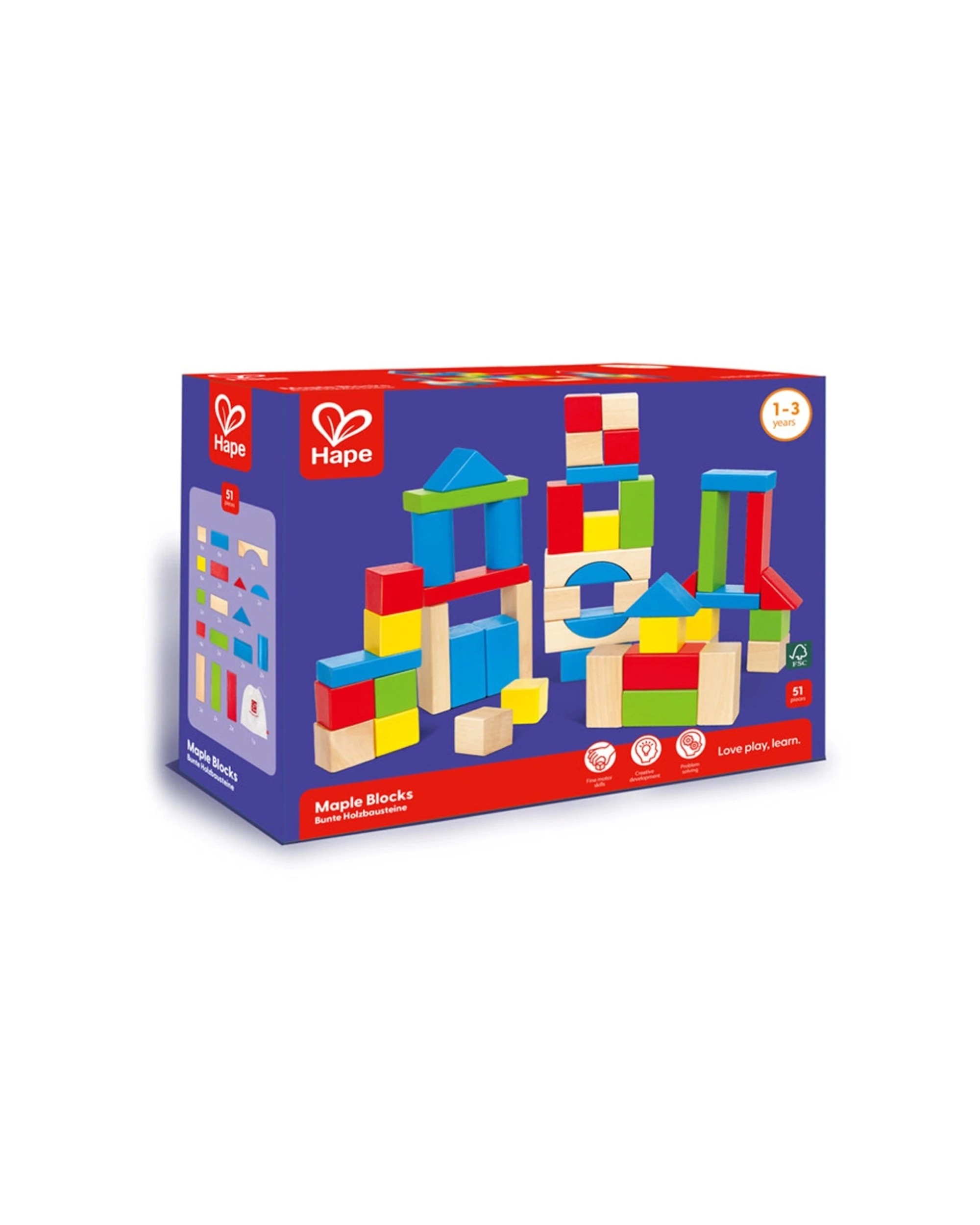 2 Hape Maple Blocks Wooden Building Set Durable Toy Kids Creative Construction Wood Blocks - Multi, 2 of 4