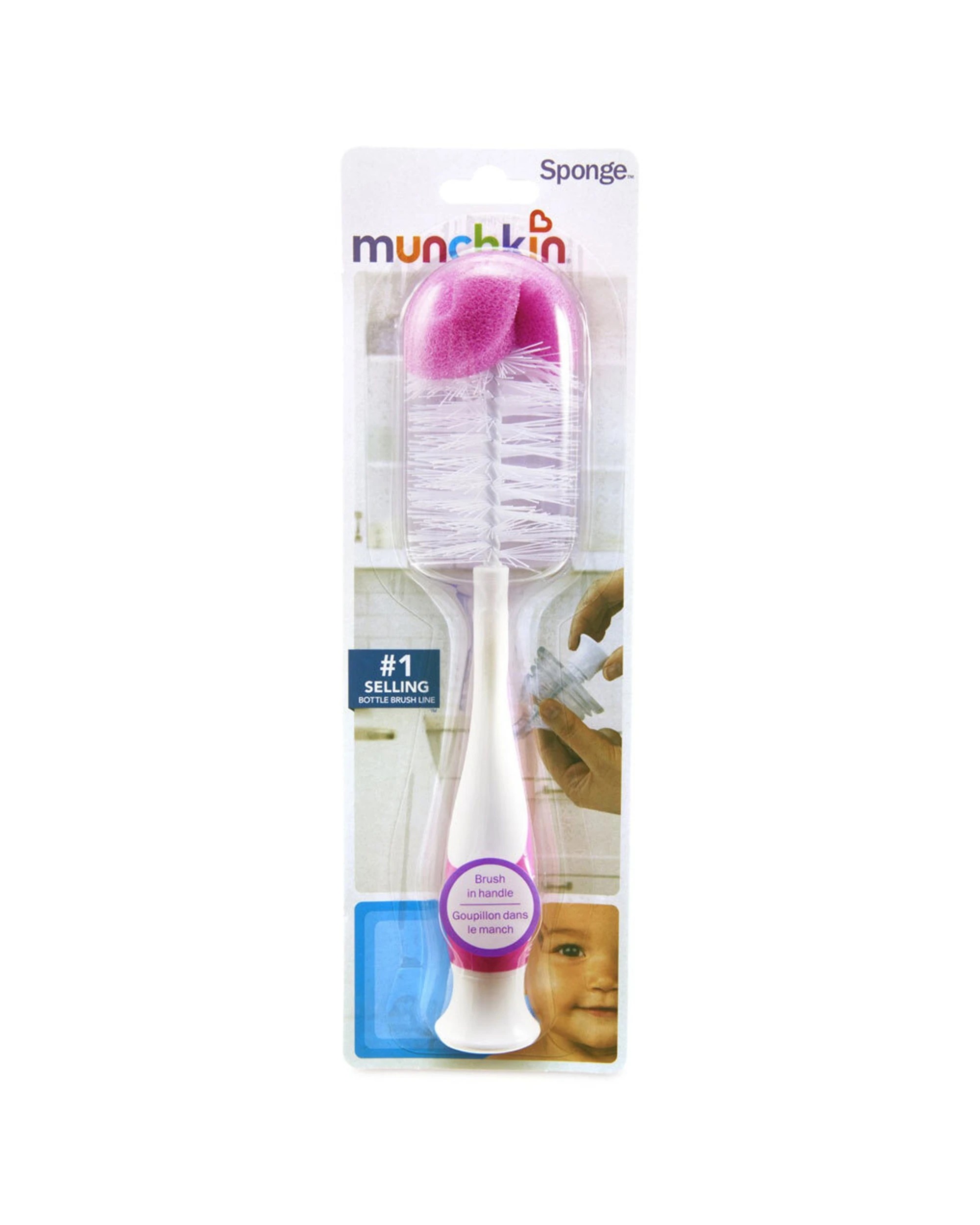4 Munchkin Sponge Bottle Brush 2-In-1 Nipple Brush Upright Dishwasher Safe - Assorted, 4 of 4