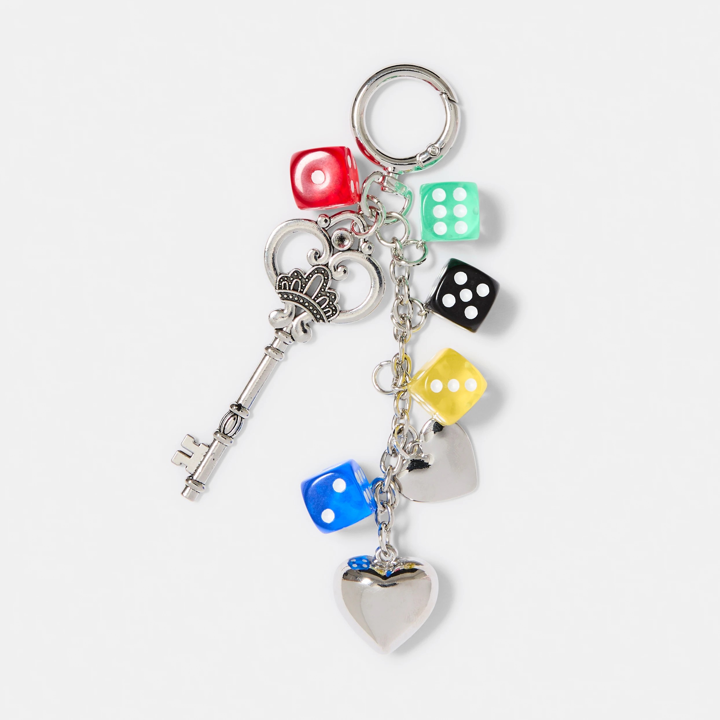 1 Dice Bag Charm Keyring - Silver Tone, 1 of 3