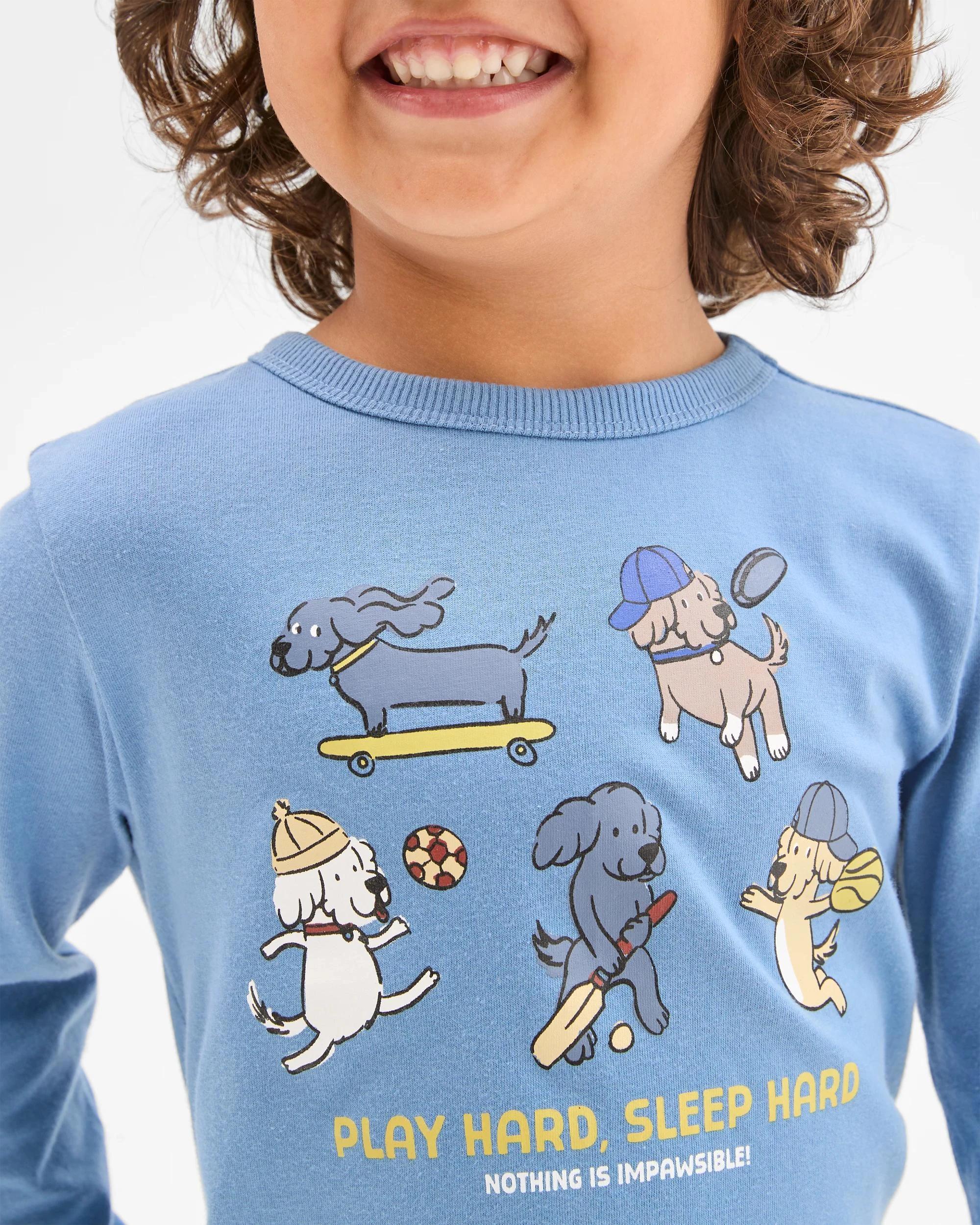 3 Target Kids Australian Cotton Blend Younger Boys Knit Pyjama Set BLUE DOG SPORT, 3 of 8