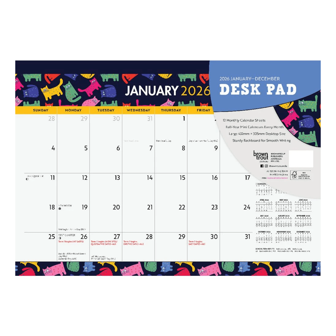 1 Colourful Cats 2026 Desk Pad, 1 of 2