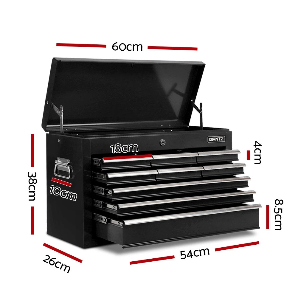 2 Giantz 9 Drawer Tool Box Cabinet Chest Toolbox Storage Garage Organiser - Black, 2 of 7