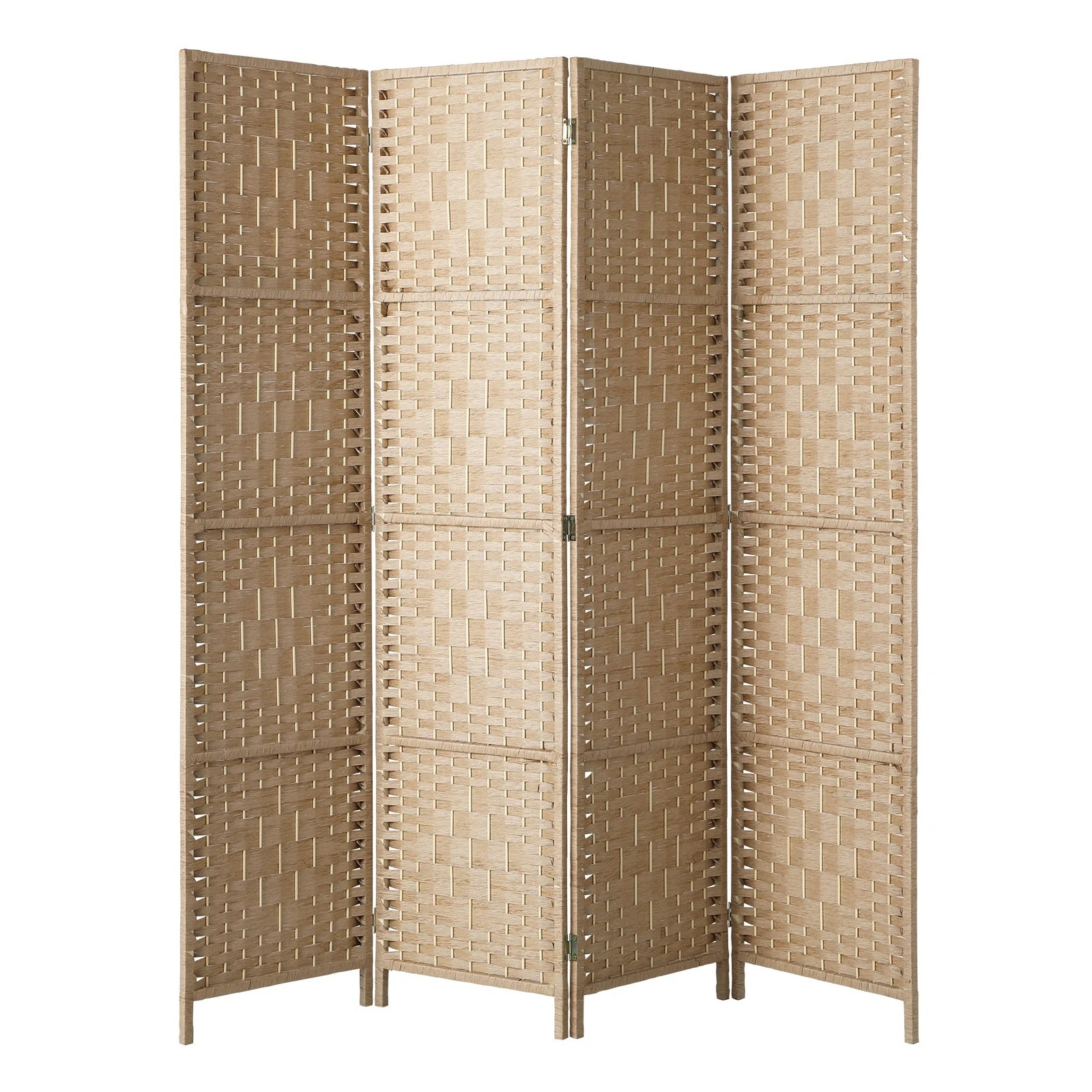 1 Oikiture 4 Panel Room Divider Screen Privacy Dividers - Natural, 1 of 10