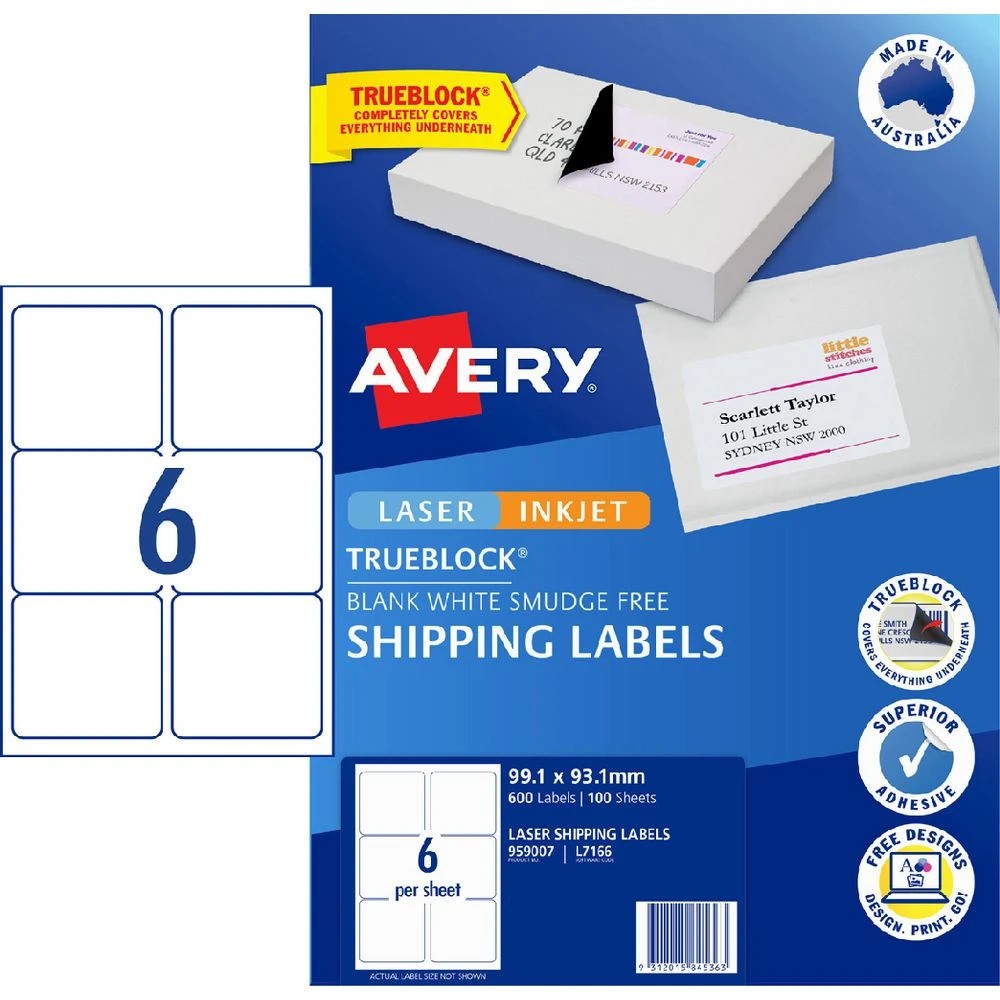 1 Avery 6UP Inkjet Laser Shipping Labels 100 Sheets, 1 of 8